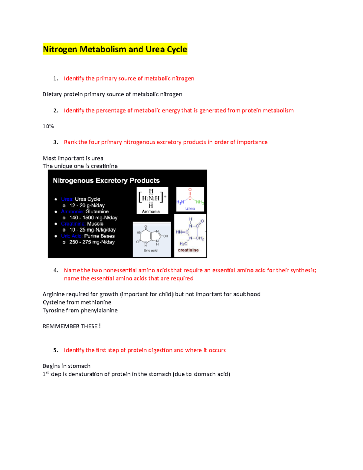 8 Nitrogen Metabolism and Urea Cycle - Nitrogen Metabolism and Urea ...