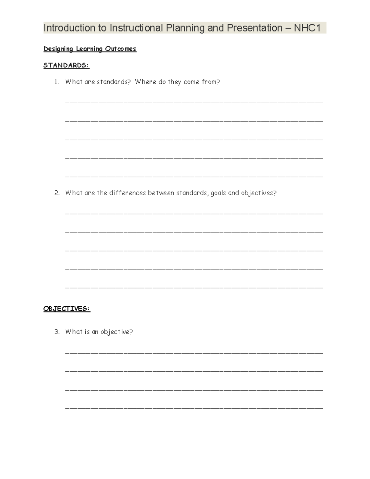 Introduction to Instructional Planning and Presentation study guide ...