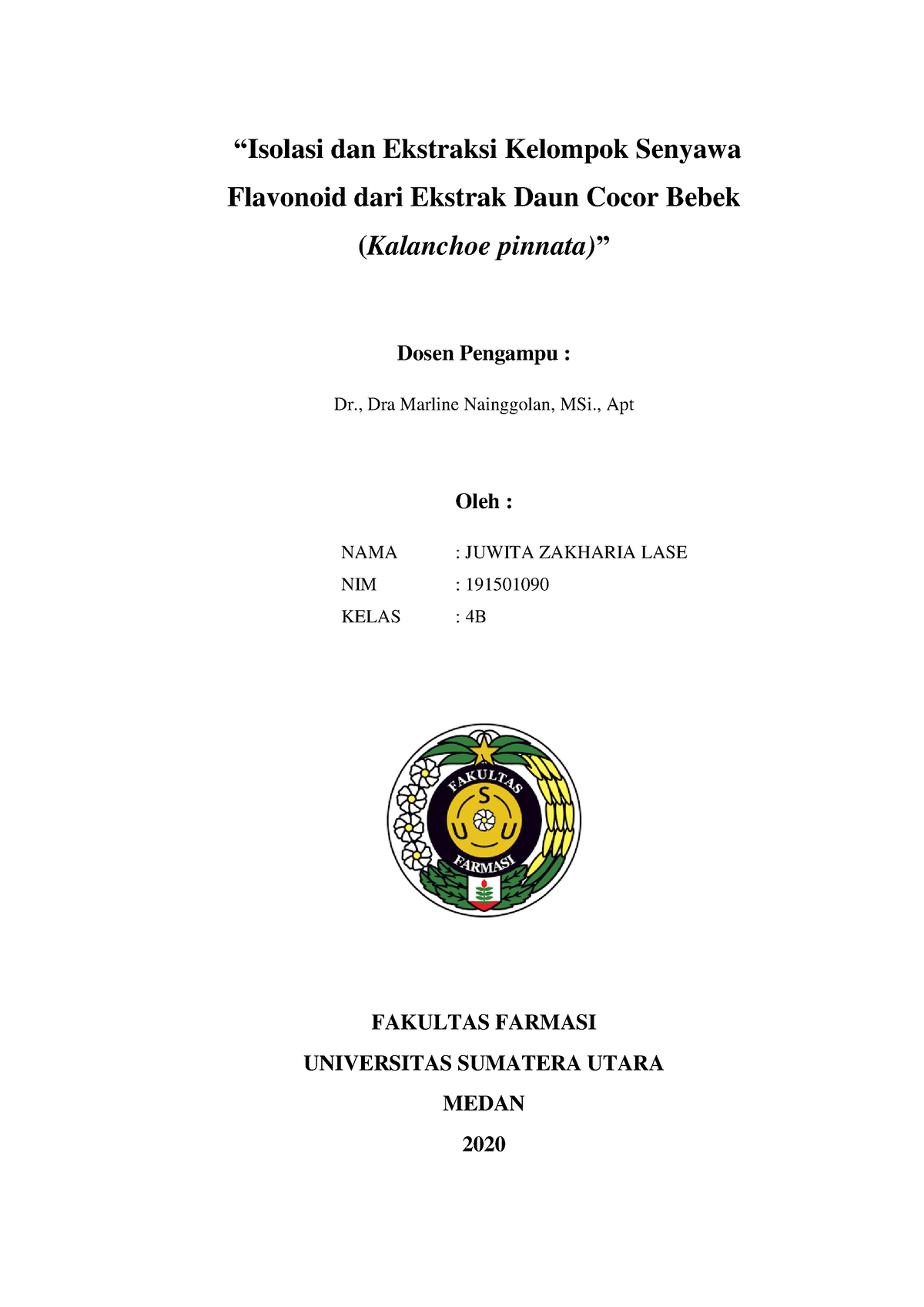 Tugas Review Jurnal Fitokimia - “Isolasi Dan Ekstraksi Kelompok Senyawa ...