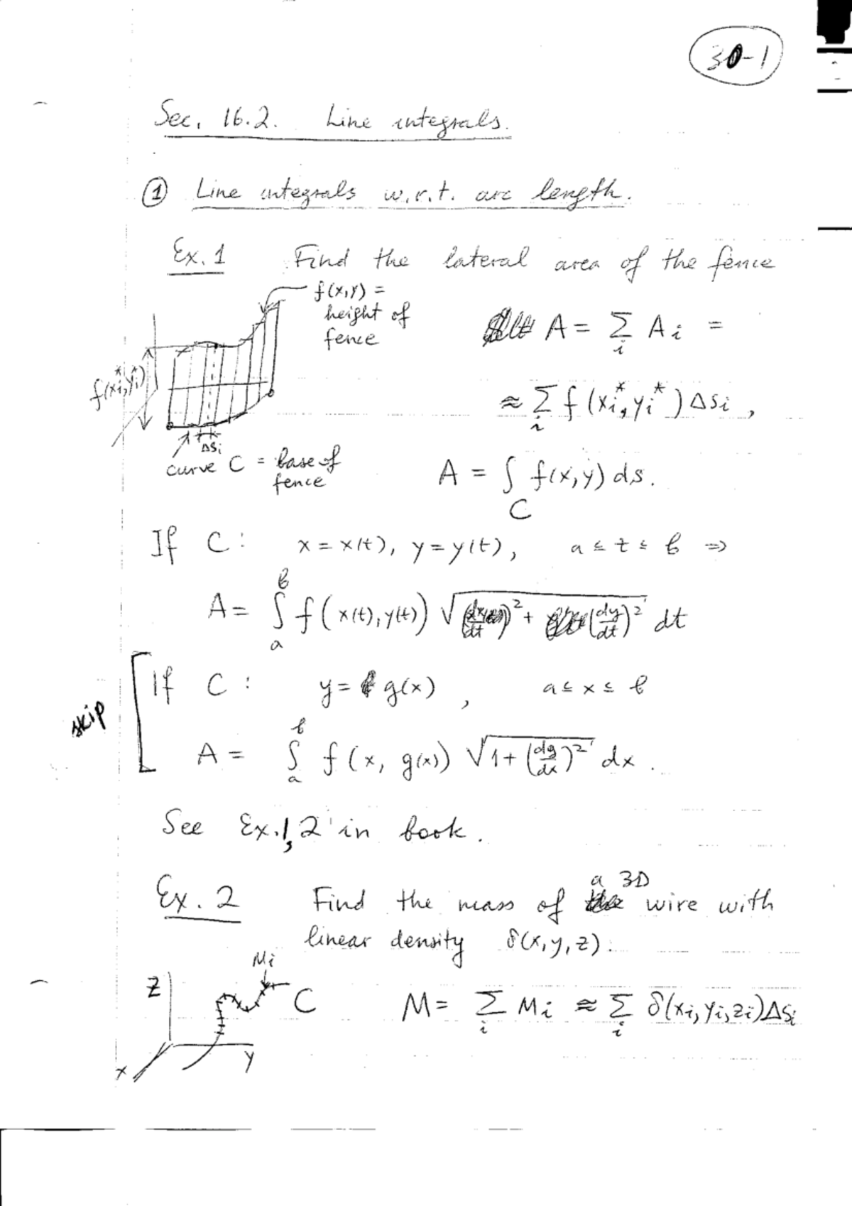 MATH121 2012-2013 Lecture Notes 30 - Line integrals - MATH 121 - Studocu