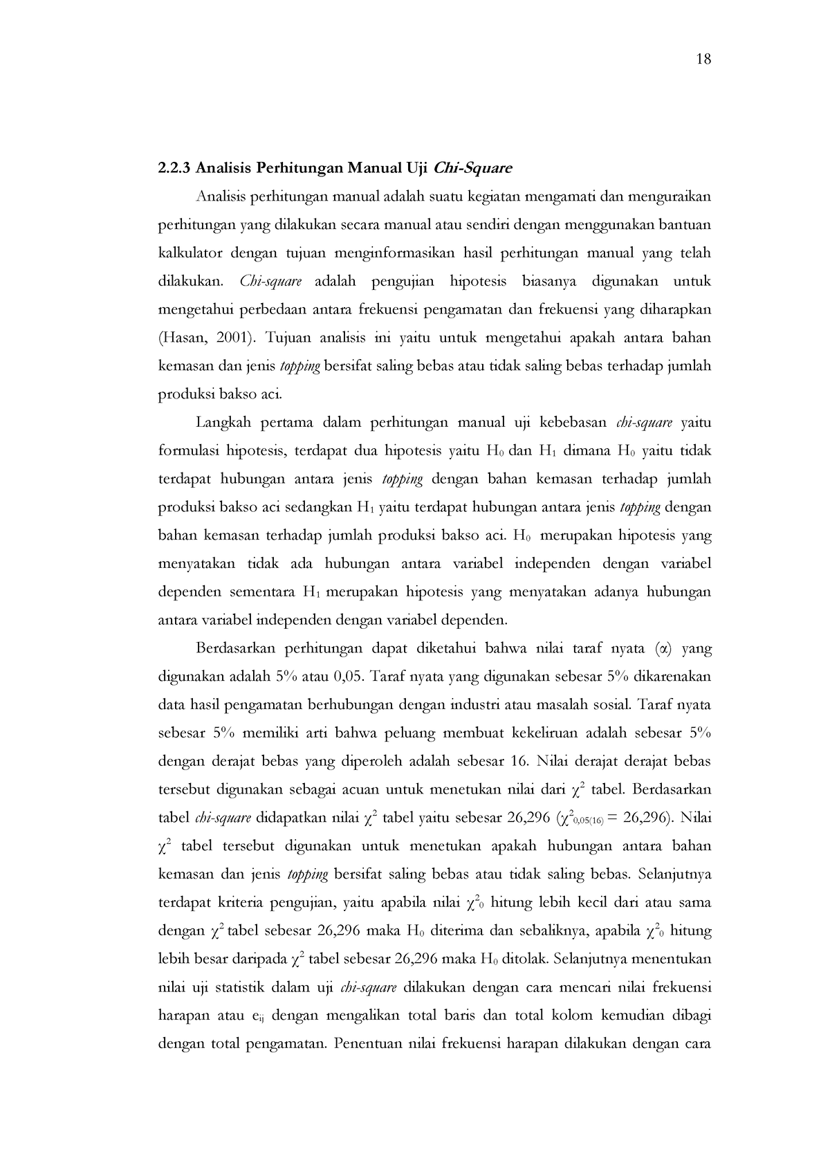 12 Statistik Nonparametrik 18 19 18 22 Analisis Perhitungan Manual Uji Chi Square Analisis