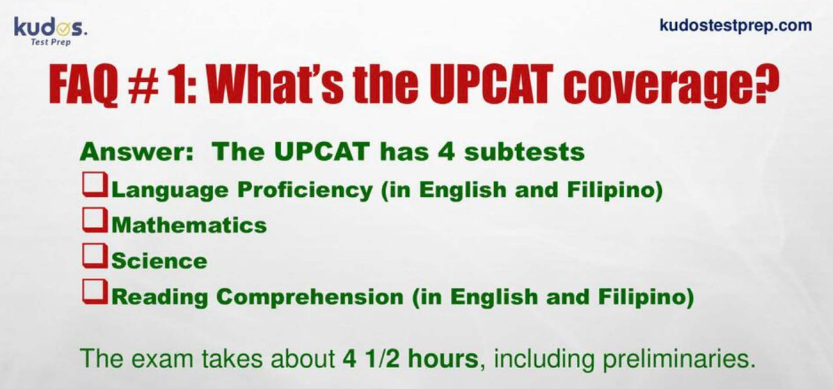 Upcat FAQ - FAQ - kud S. kudostestprep Test Prep FAQ 1: the UPCAT ...