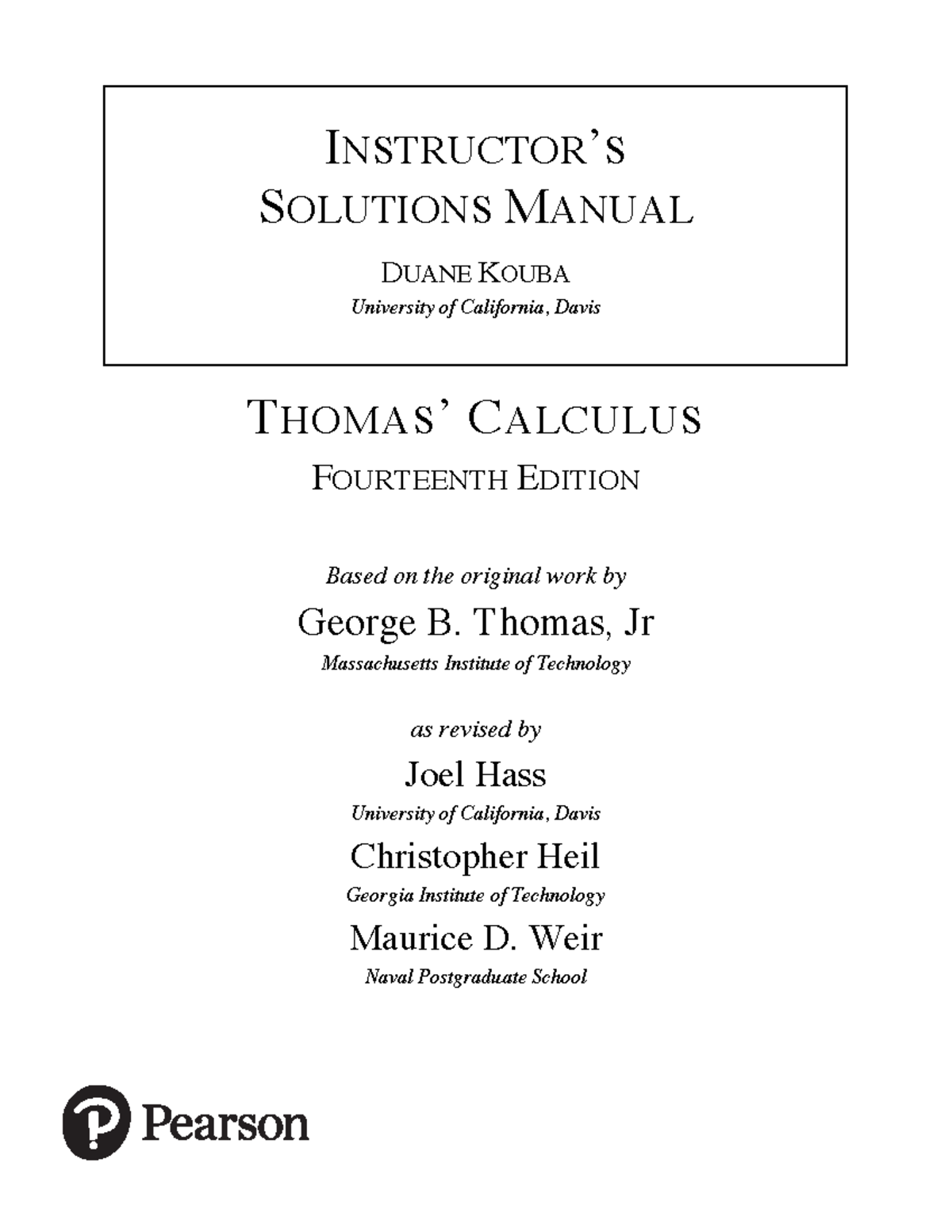 Solution Manual For Thomas Calculus 14th Edition Joel R Hass ...