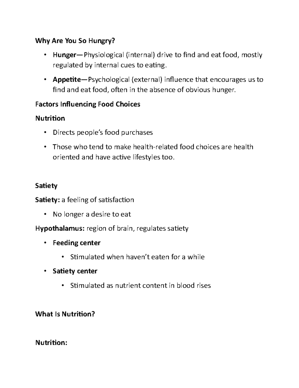 Chapter 1 Notes - Jessica Arquette - Why Are You So Hungry? - Hunger ...