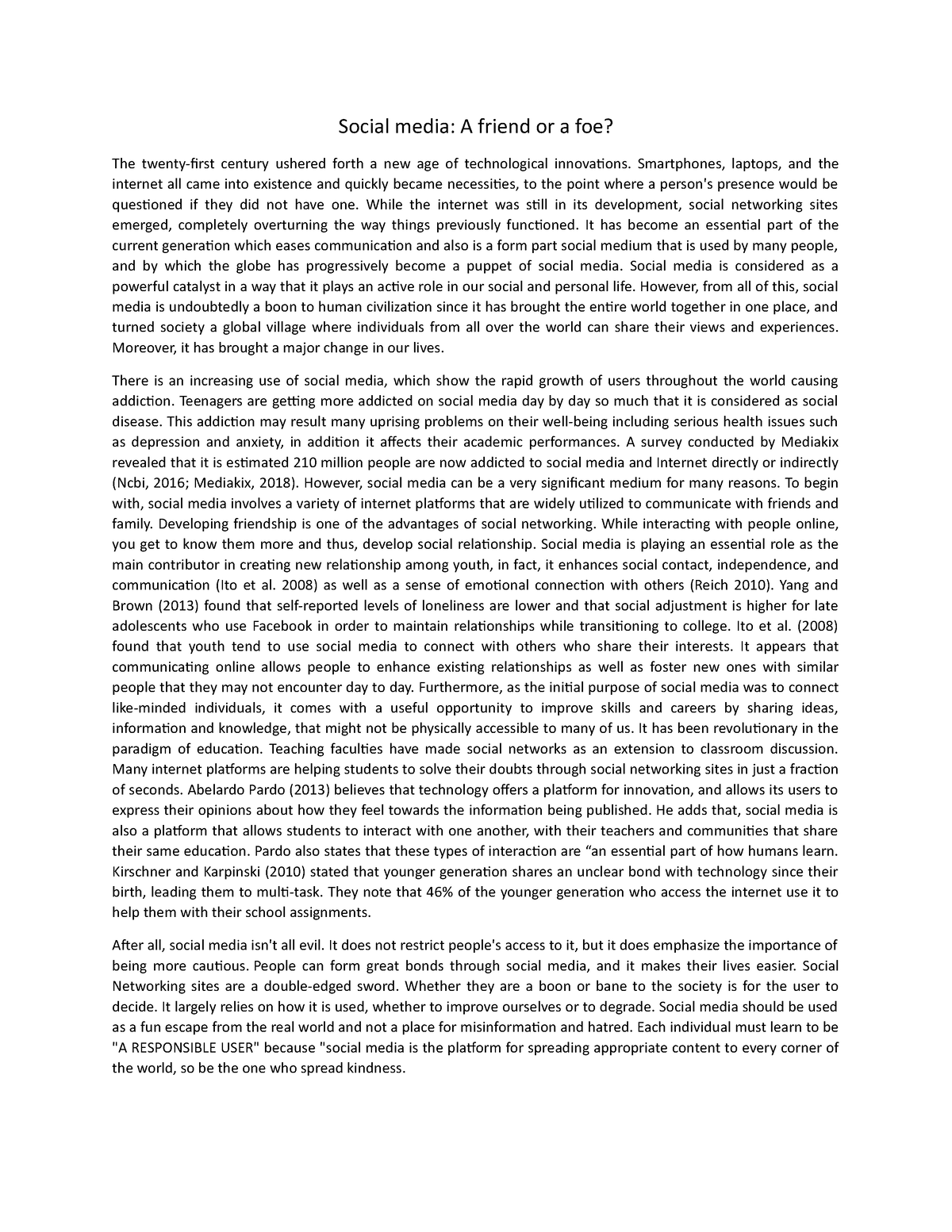 example of position paper about social media