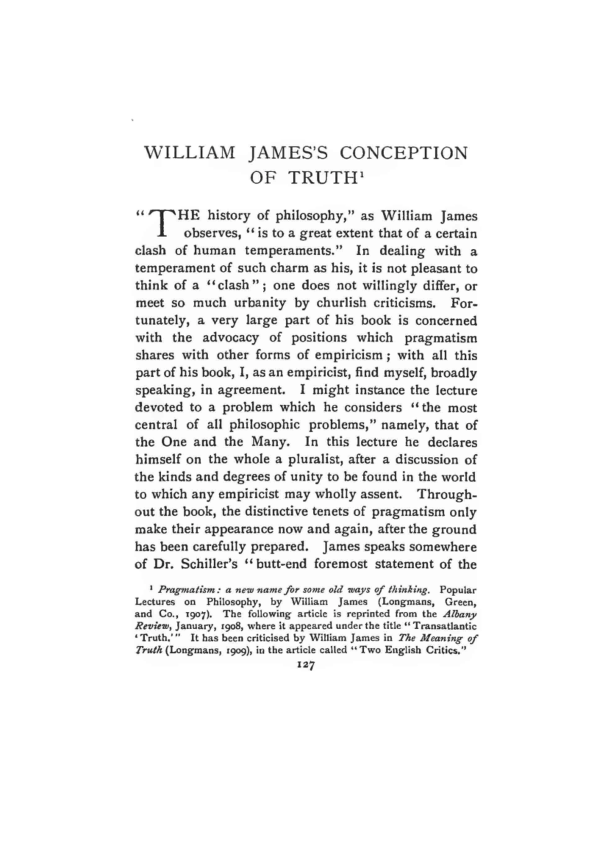 Russell on James - nice - WILLIAM CONCEPTION OF TRUTH 1 history of as ...