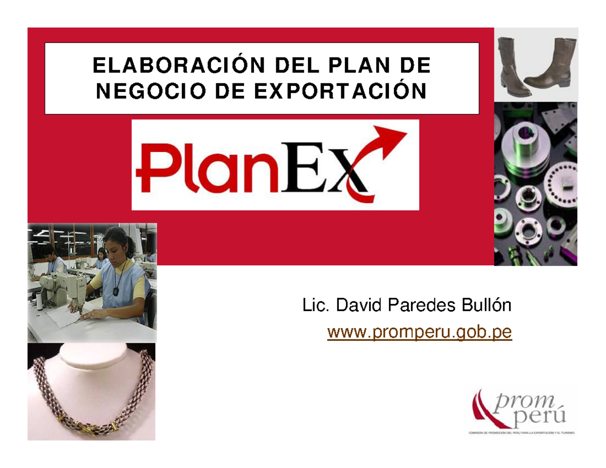 Elaboración Del Plan De Negocio De Exportación - ELABORACI ÓN DEL PLAN ...