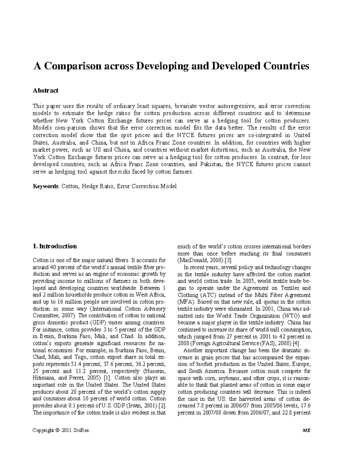 A Comparison across Developing and Developed Countries - A Comparison ...