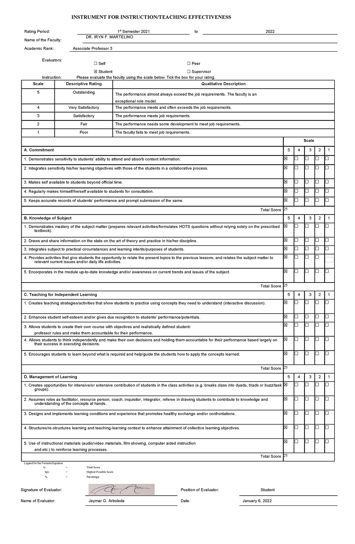 Faculty-Teaching-effectiveness - INSTRUMENT FOR INSTRUCTION/TEACHING ...