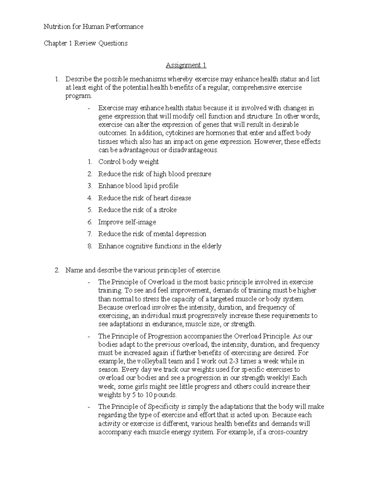 assignment 1 nutrition energy and performance