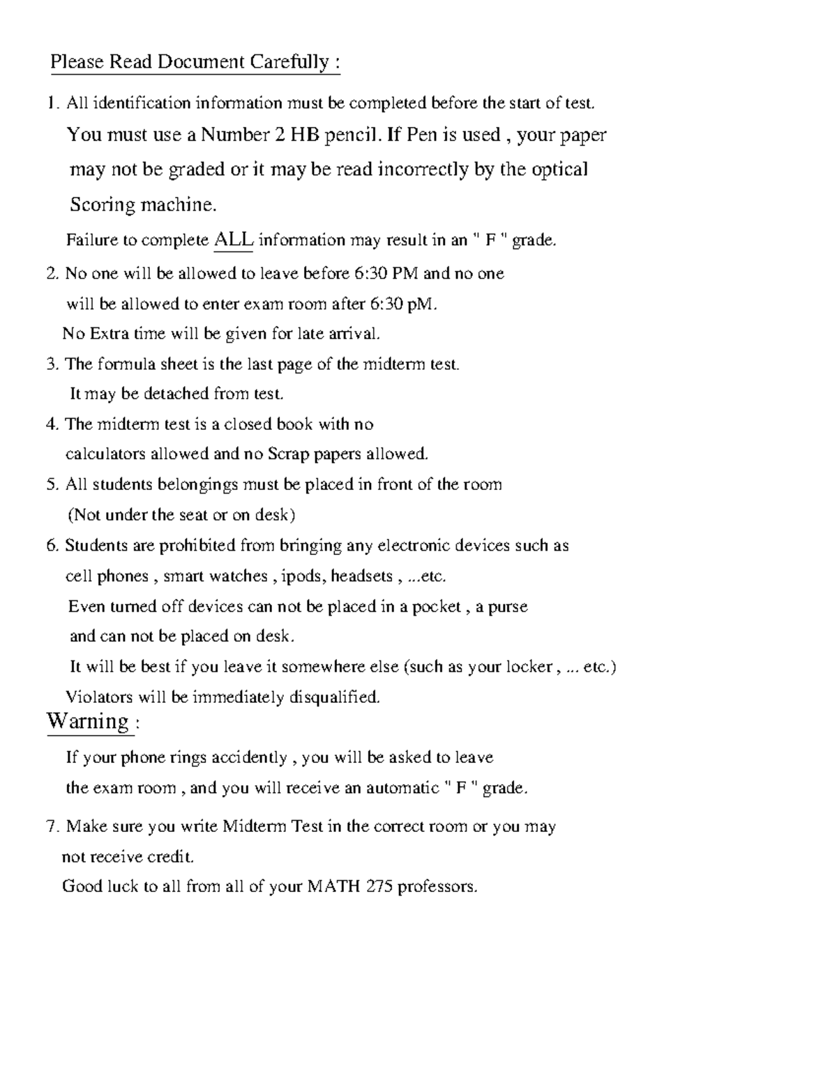 MATH275 Important Note F17 - Please Read Document Carefully : 1 .All ...