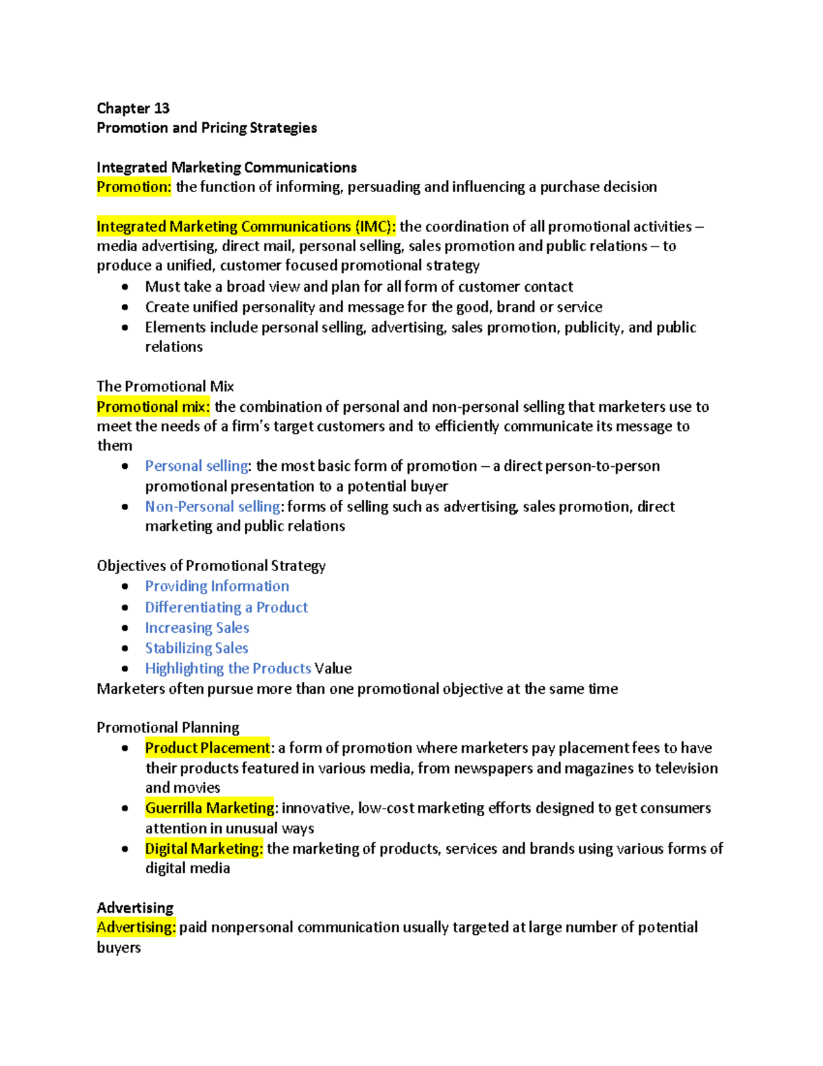 Chapter 13 - Notes - Chapter 13 Promotion And Pricing Strategies ...