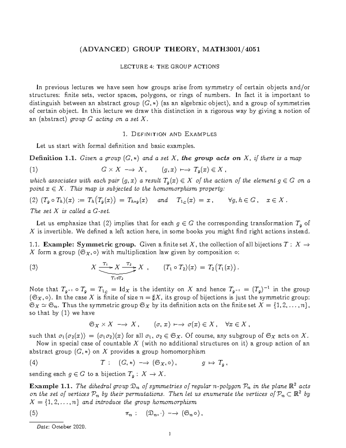 MSc level notes for the 4th week of advanced group theory - MATH4051 ...