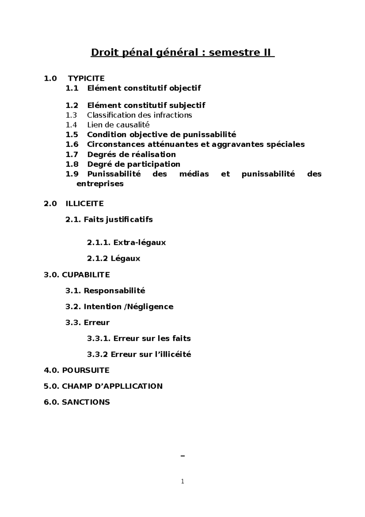 Droit Penal General - Droit pénal général : semestre II 1 TYPICITE 1 ...