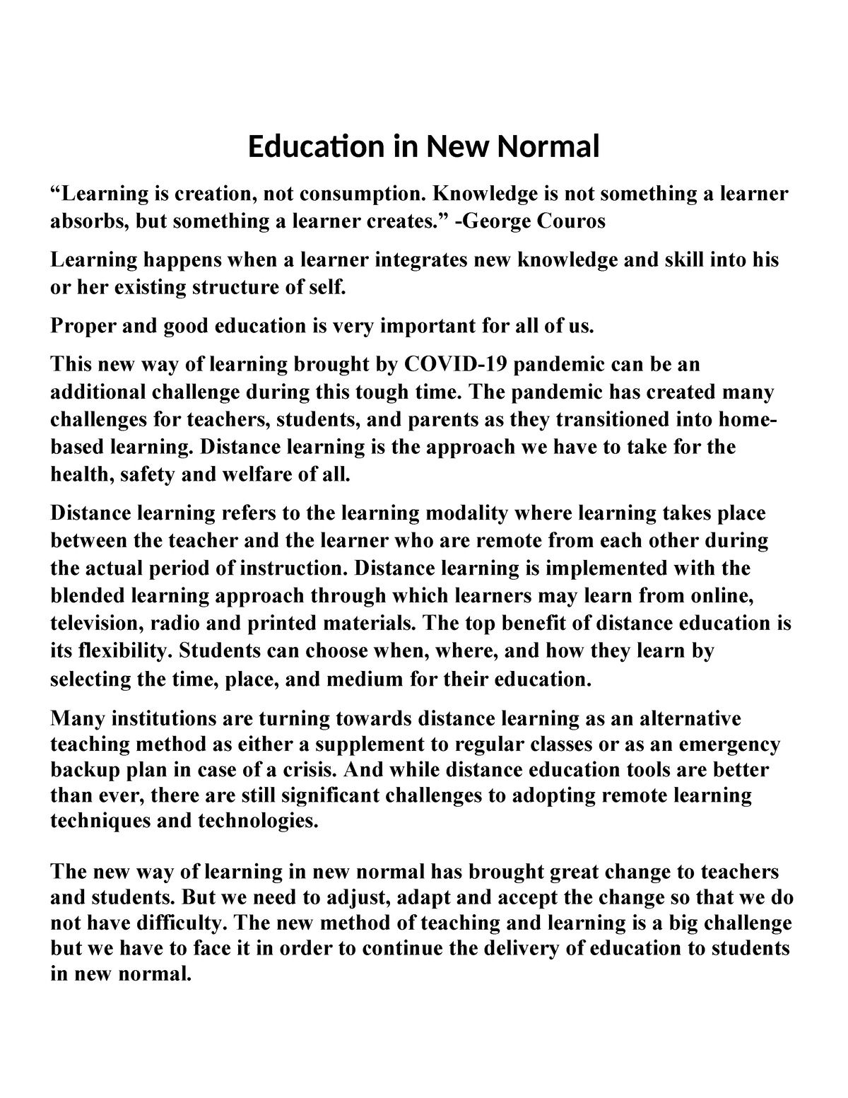 students in new normal education essay