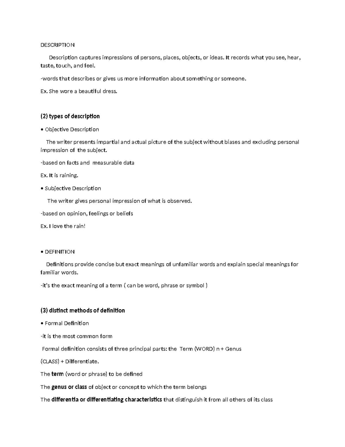 Description AND Definition - DESCRIPTION Description captures ...