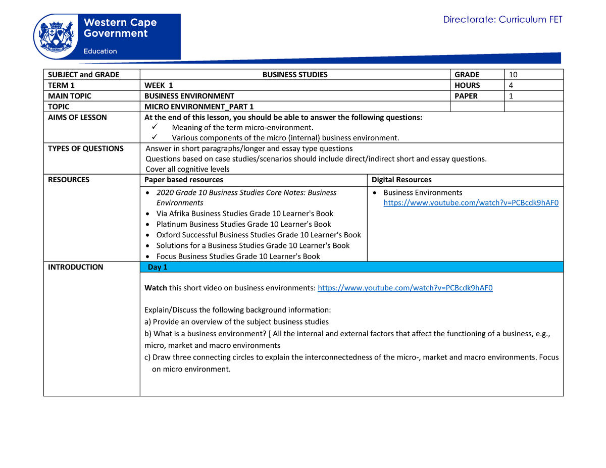 grade 10 business studies assignment term 1