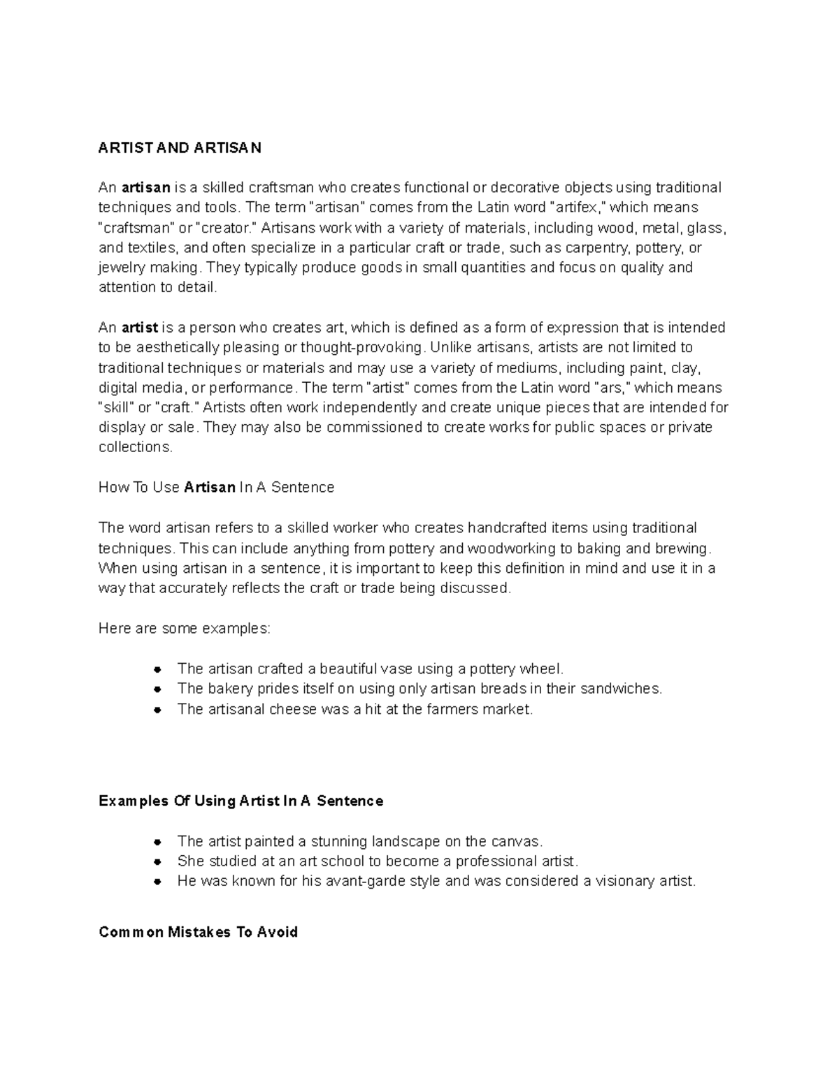 Artist AND Artisan reviewer ARTIST AND ARTISAN An artisan is a