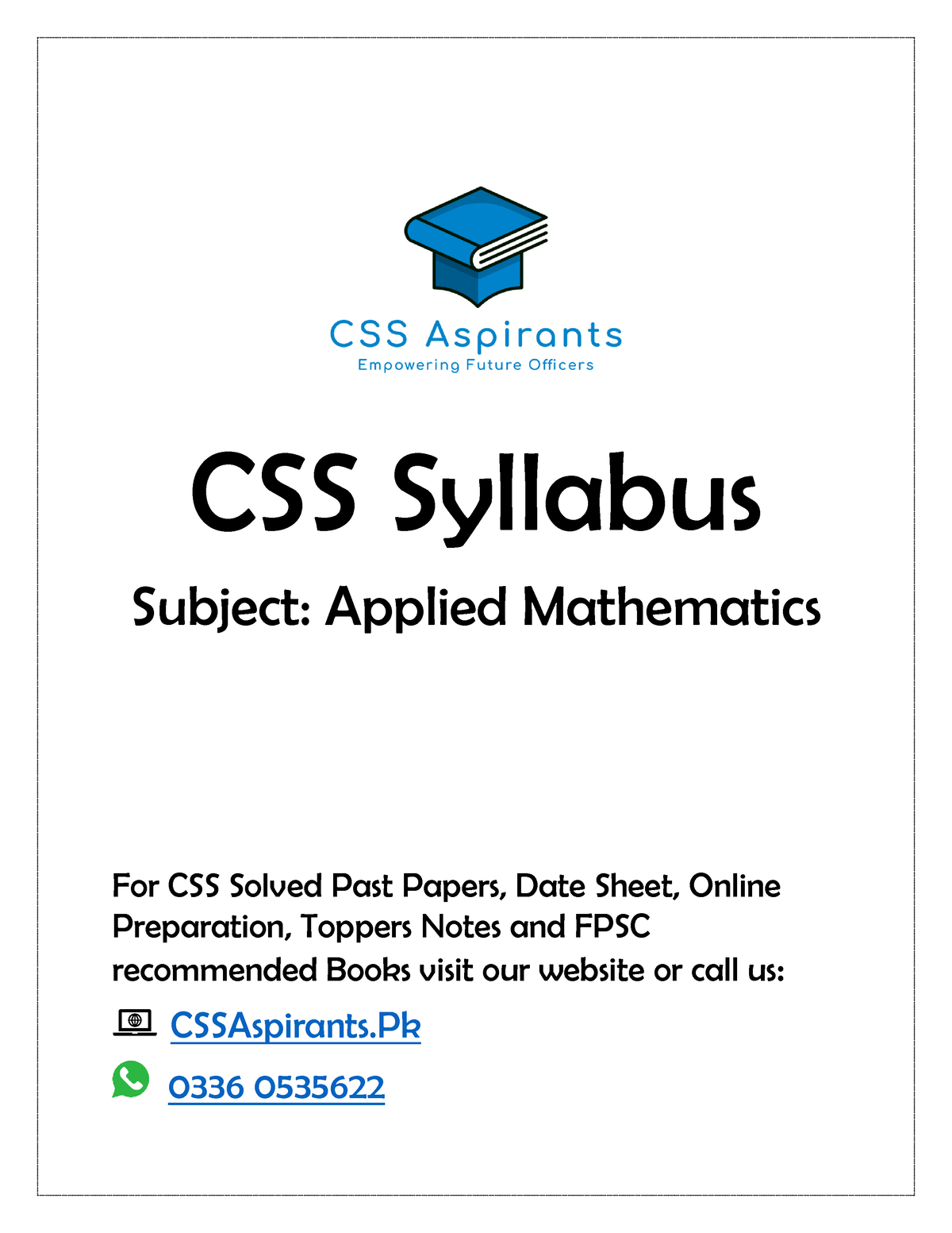 Applied Mathematics Css Syllabus - CSS Syllabus Subject: Applied ...