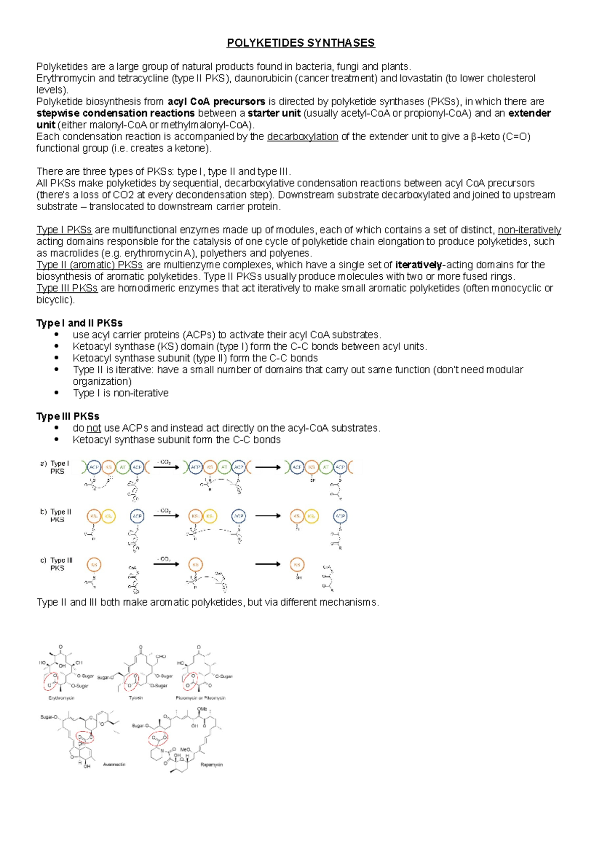 Polyketide Synthetases (PKS) - POLYKETIDES SYNTHASES Polyketides are a ...
