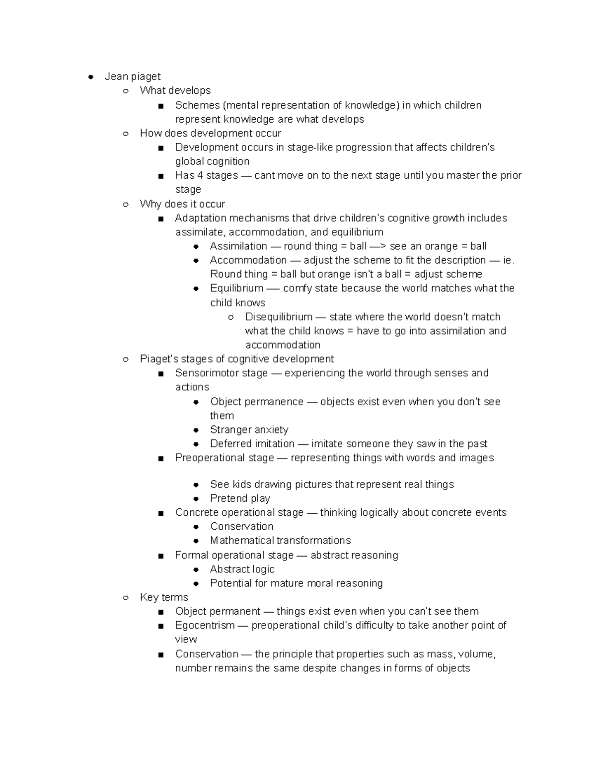 4 15 - Lecture notes 6 - Jean piaget What develops Schemes (mental ...