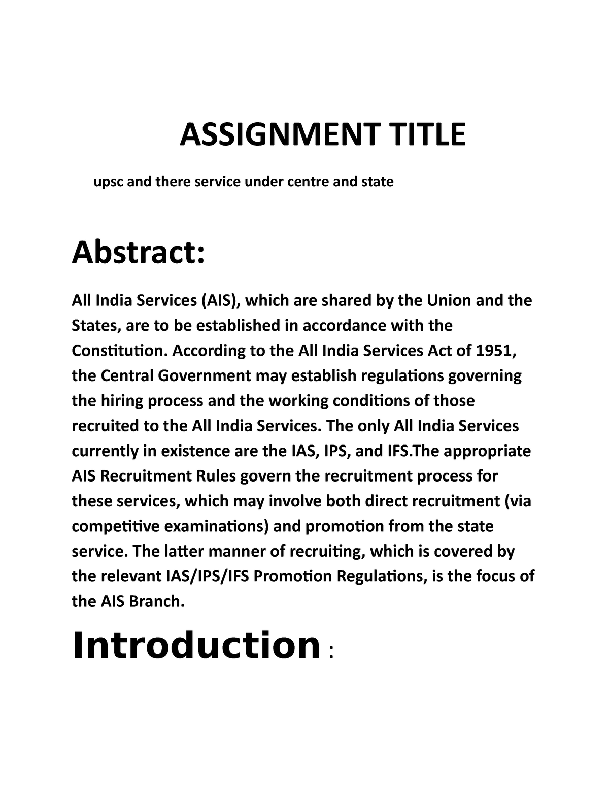 assignment on upsc