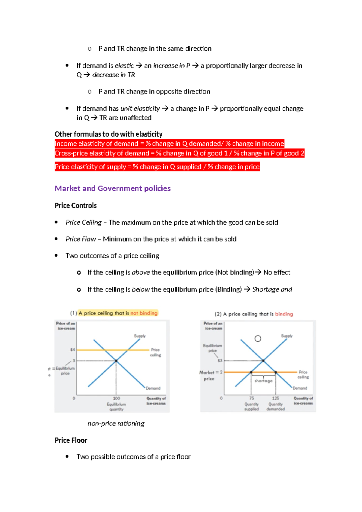 Econ notes-2 - Econ notes-2 - o P and TR change in the same direction ...