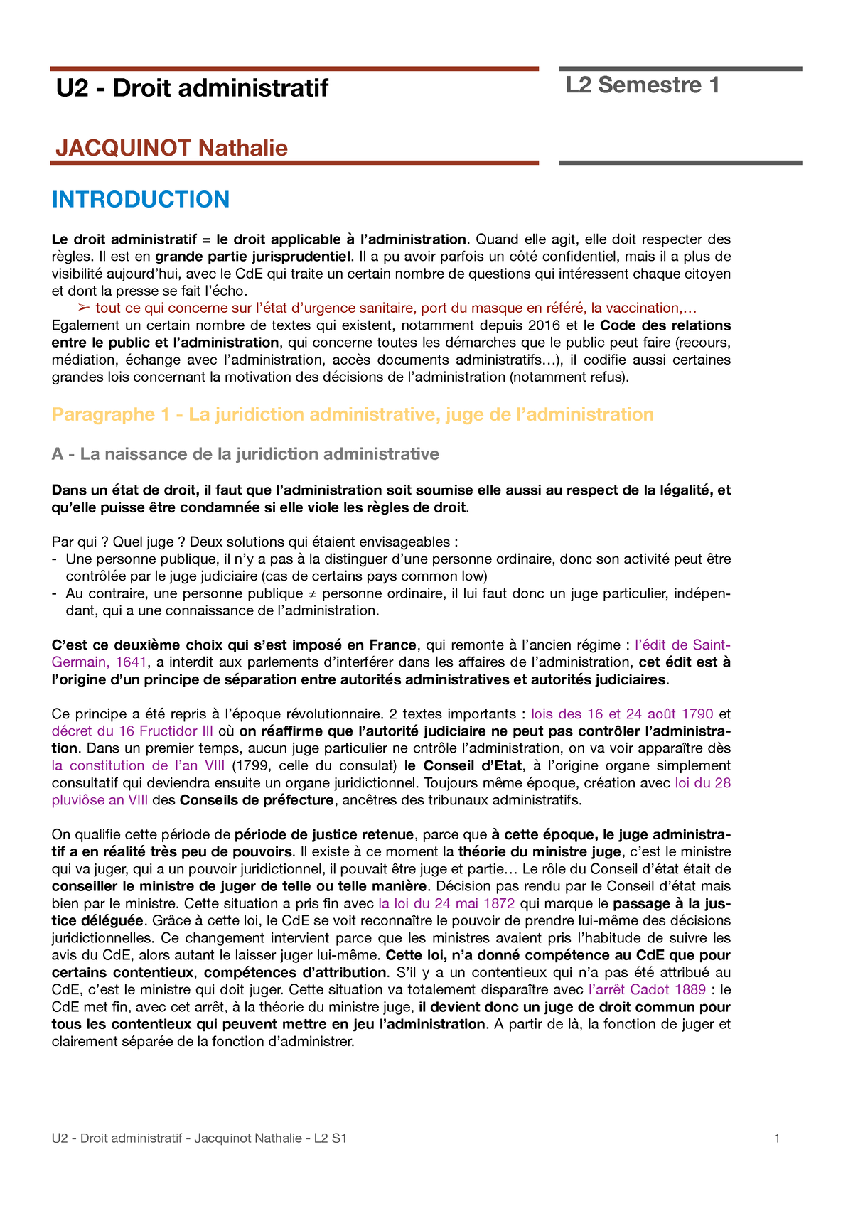 S3-Droit Administratif - INTRODUCTION Le Droit Administratif = Le Droit ...