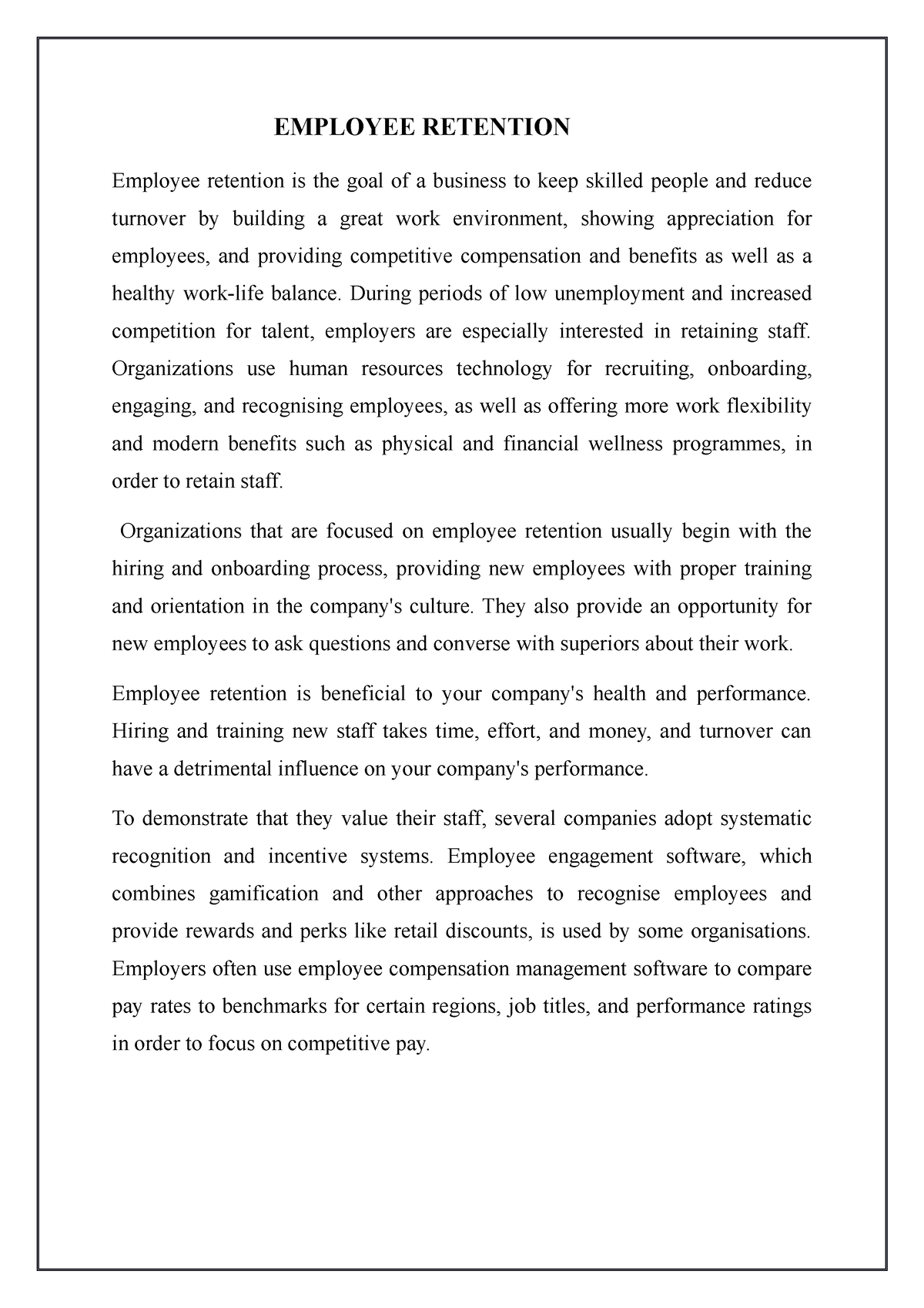research proposal on employee retention