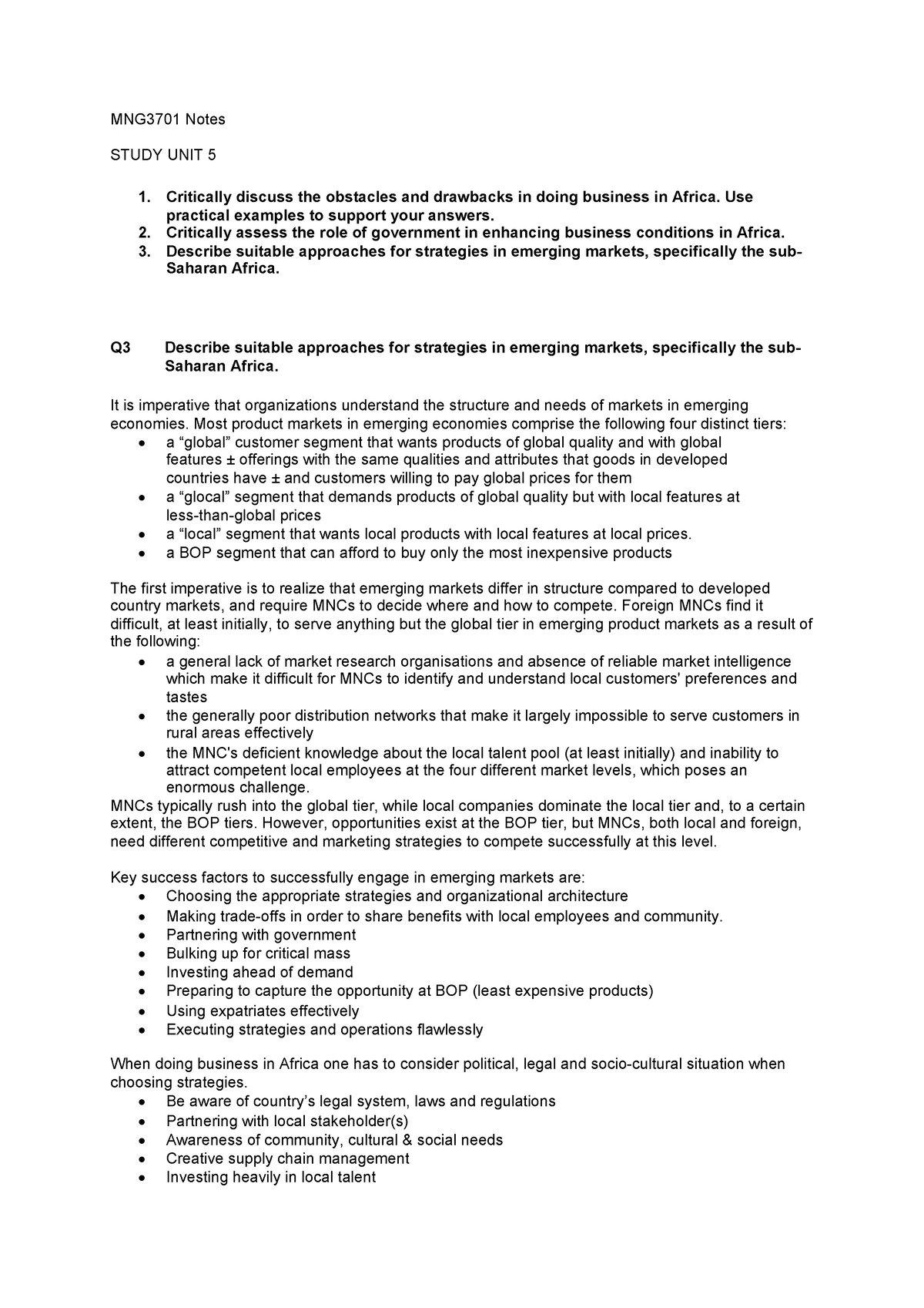 MNG3701-SU 5 Q3 - MNG3701-SU 5 Q3 - MNG3701 Notes STUDY UNIT 5 ...