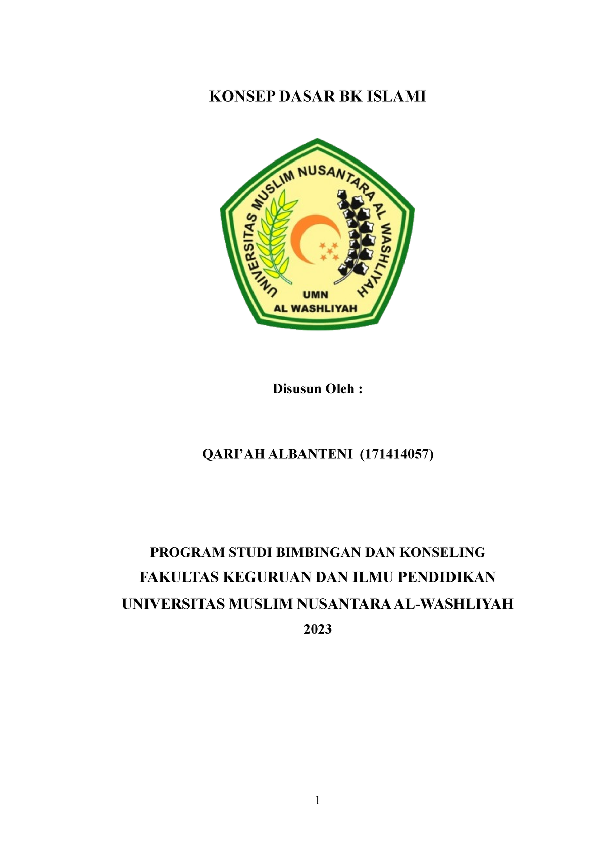 Tugas Makalah BK Islami - KONSEP DASAR BK ISLAMI Disusun Oleh : QARI’AH ...