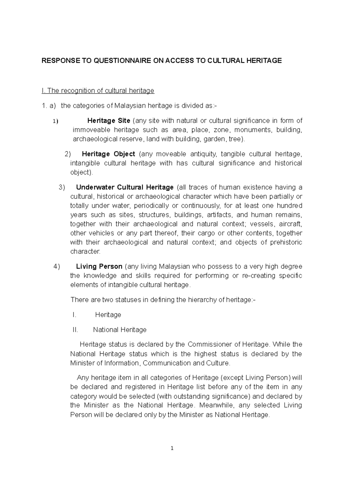 14 - Tourism Planning - RESPONSE TO QUESTIONNAIRE ON ACCESS TO CULTURAL ...