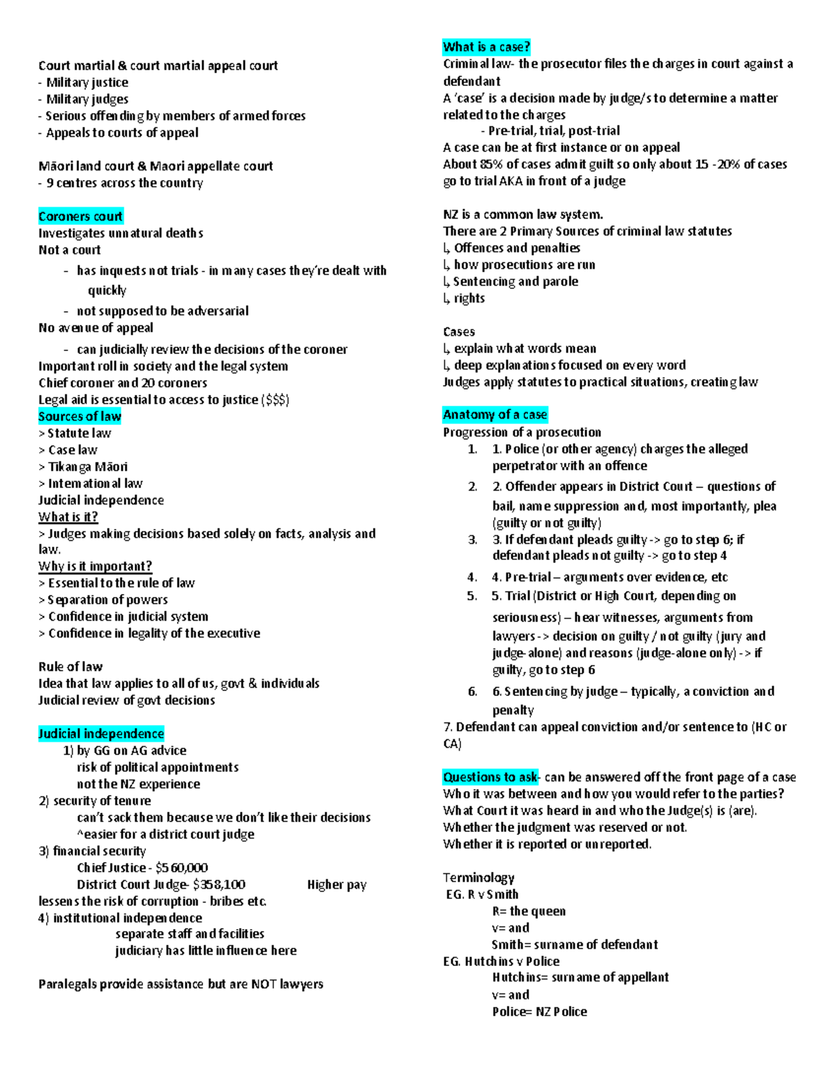 Case Analysis Notes CRJU150 Court martial & court martial appeal