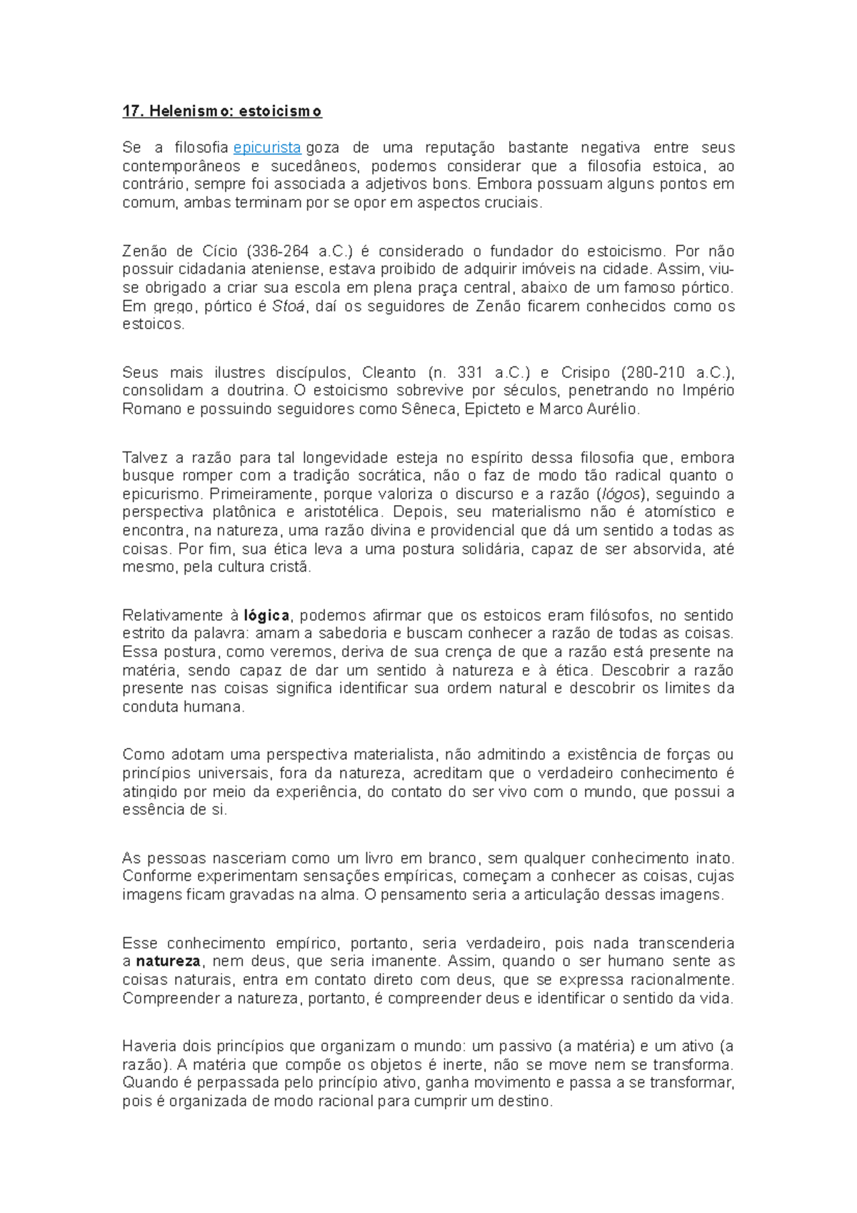 Filosofia Do Direito Helenismo E Estoicismo 40070 Studocu
