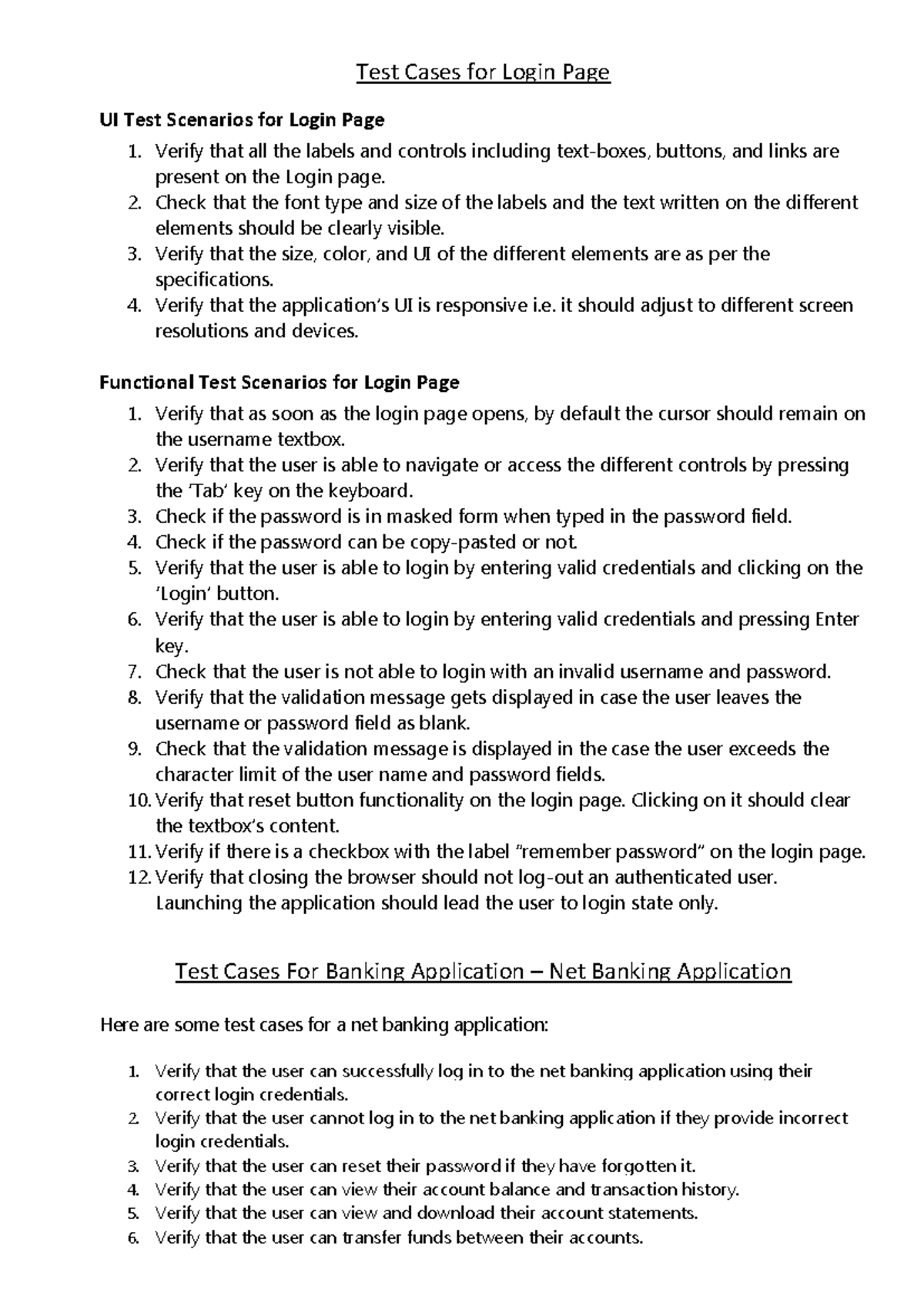 Test Cases for Login Page - Verify that all the labels and controls ...
