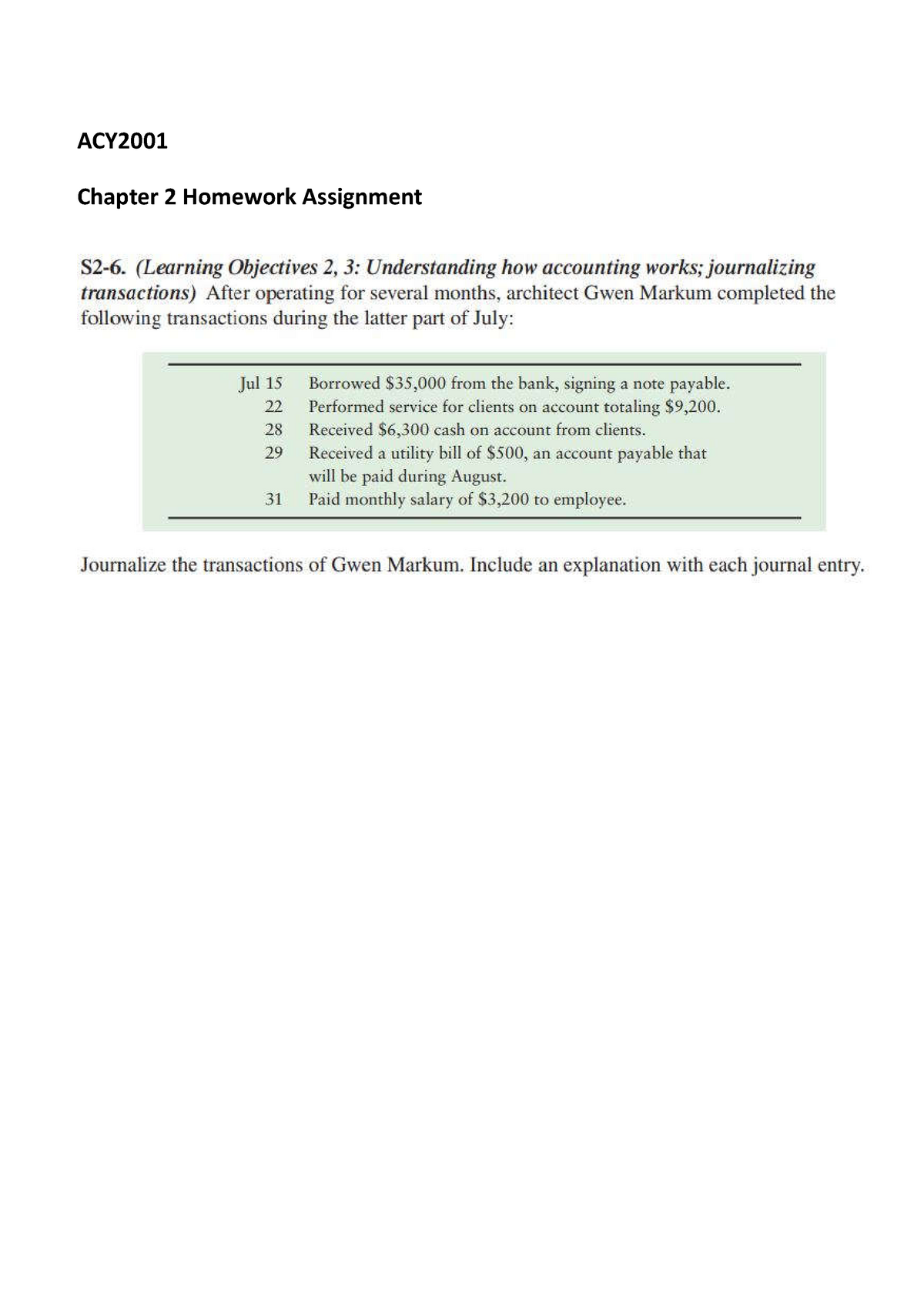 accounting homework chapter 2