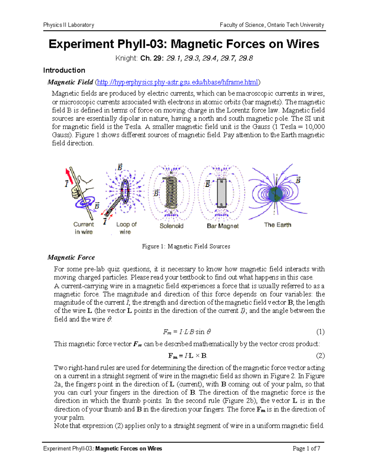 Forces Lab work Experiment PhyII03 Forces on