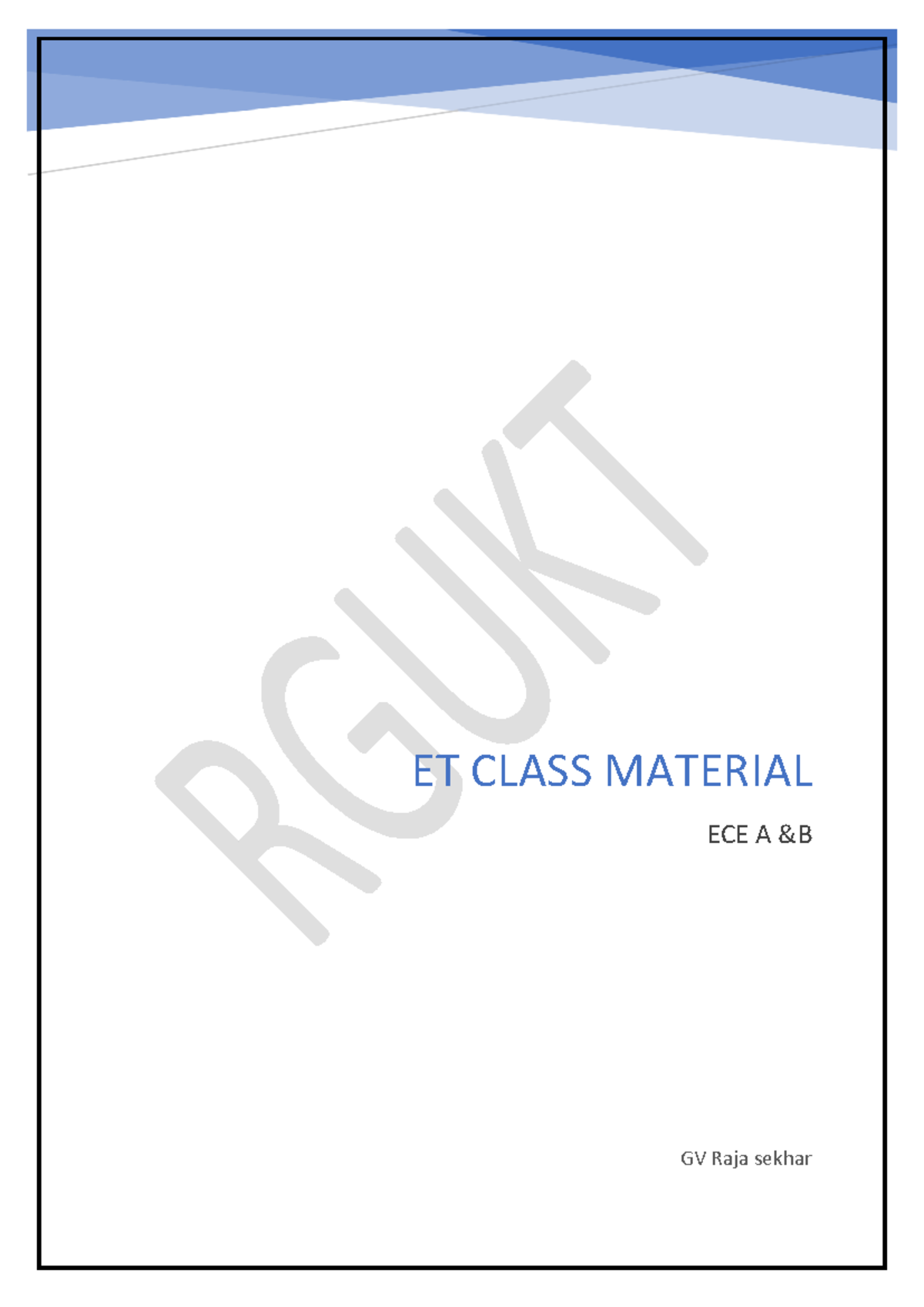 Unit-1 - THIS UNIT 1 PDF - ET CLASS MATERIAL ECE A &B GV Raja sekhar ...