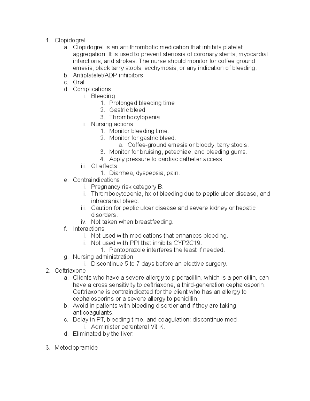 Pharmocology Notes - Clopidogrel a. Clopidogrel is an antithrombotic ...