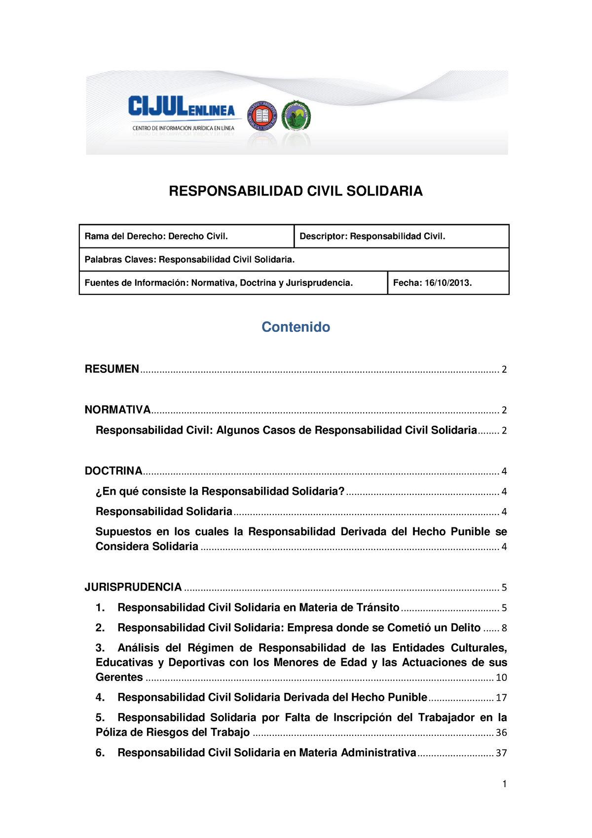 Responsabilidad Civil Solidaria Responsabilidad Civil Solidaria Rama Del Derecho Derecho 8820