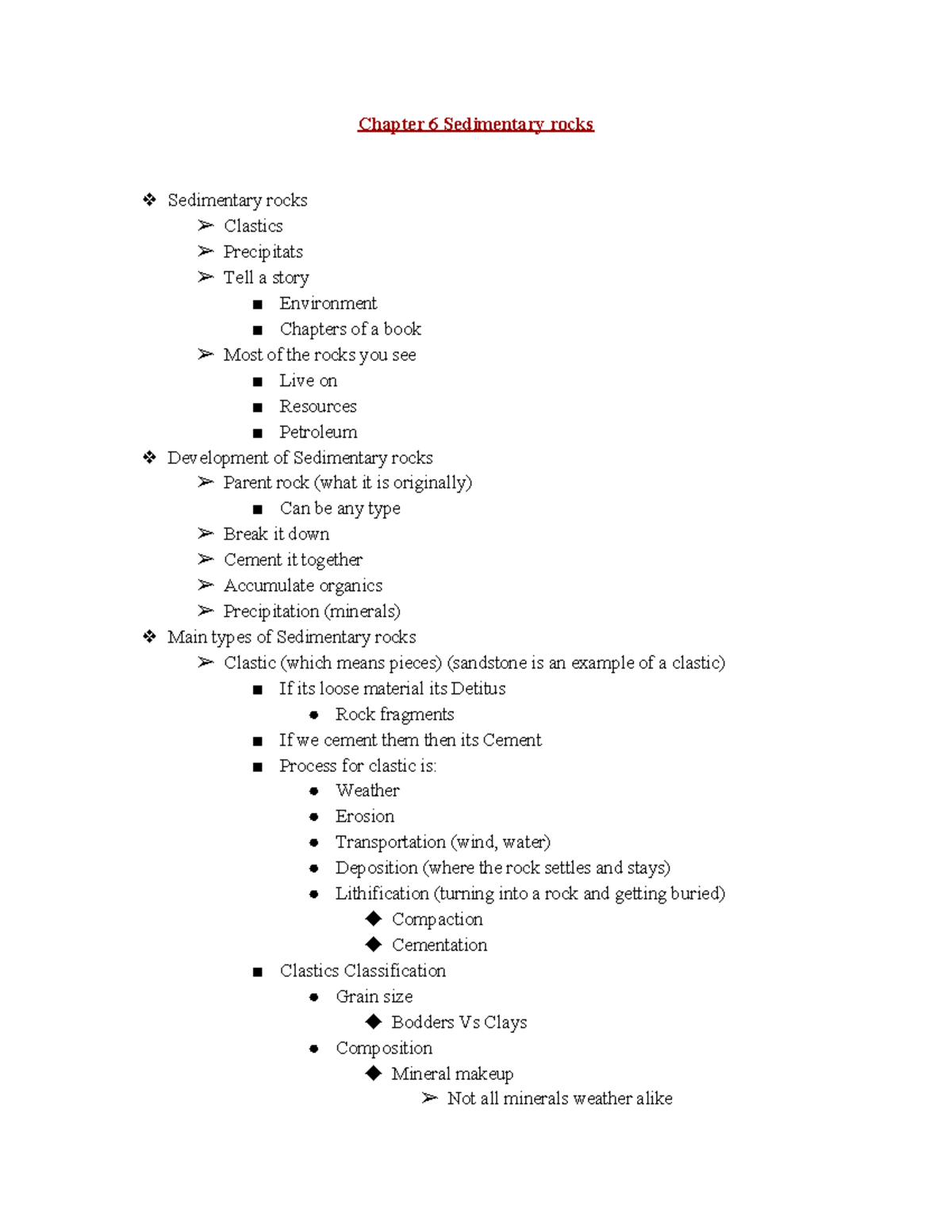 Geo Notes - Mineral Lecture - Chapter 6 Sedimentary Rocks Sedimentary ...