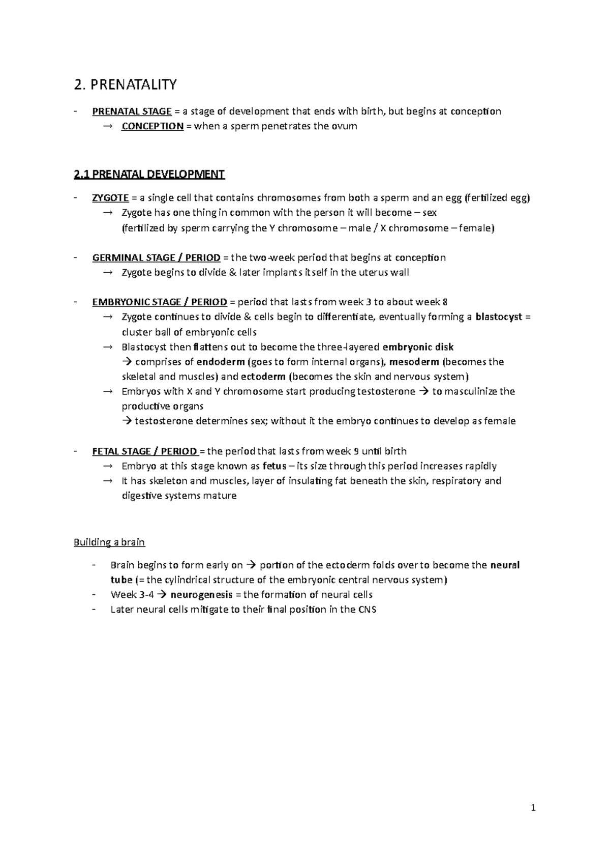 2. Prenatality - Lecture notes 2 - PSYU911 - Stirling - Studocu