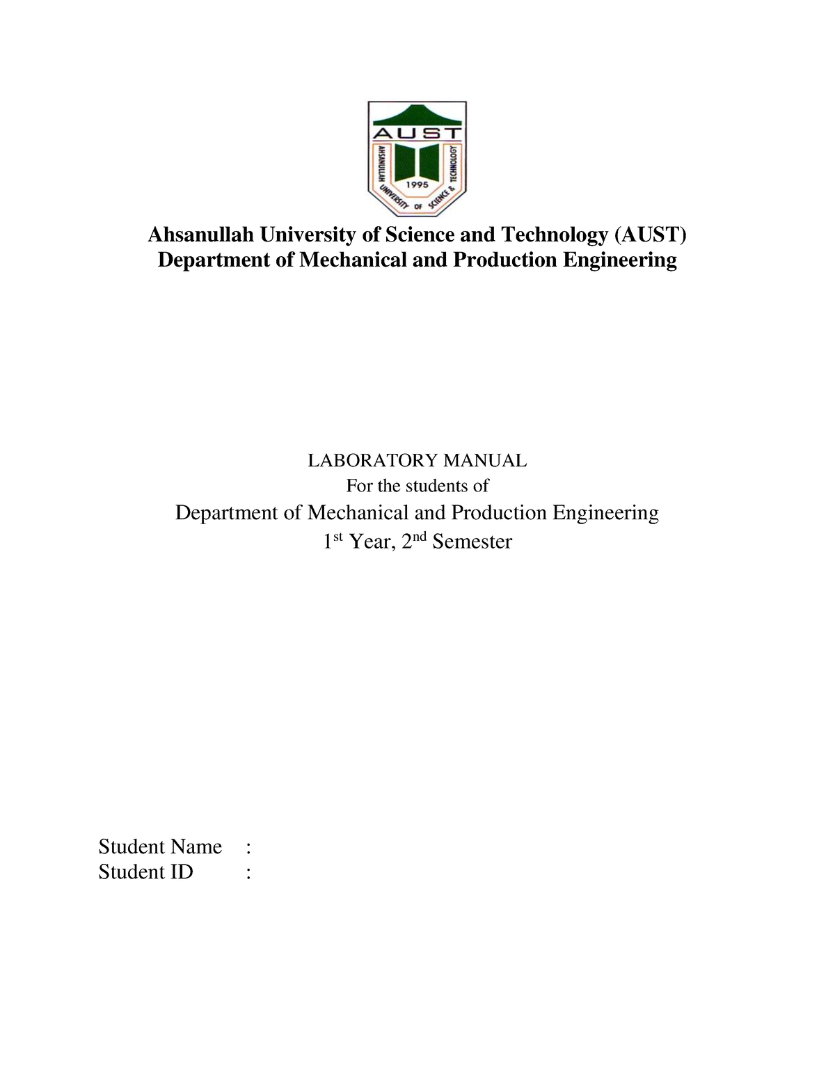 Me Ipe 1210 - Practical - Ahsanullah University Of Science And ...