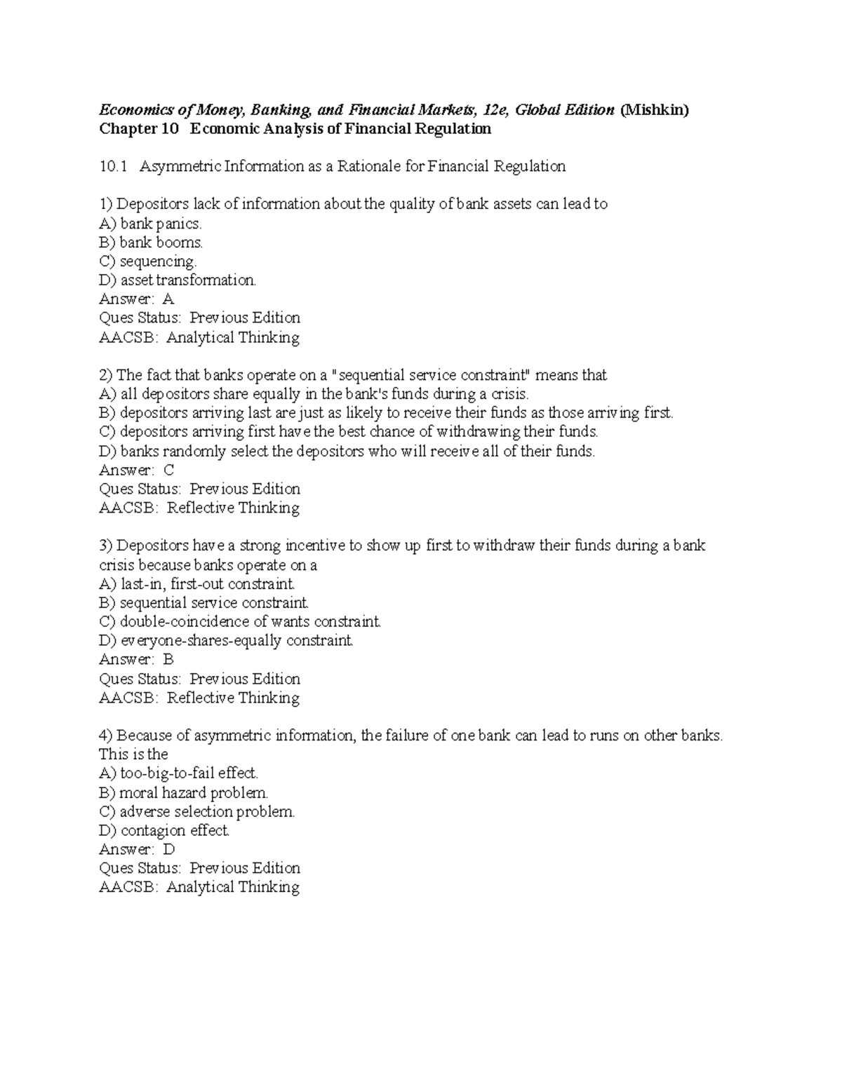 TB CH10 Test Bank For The Textbook Used In The Course. - BF-304 - Studocu