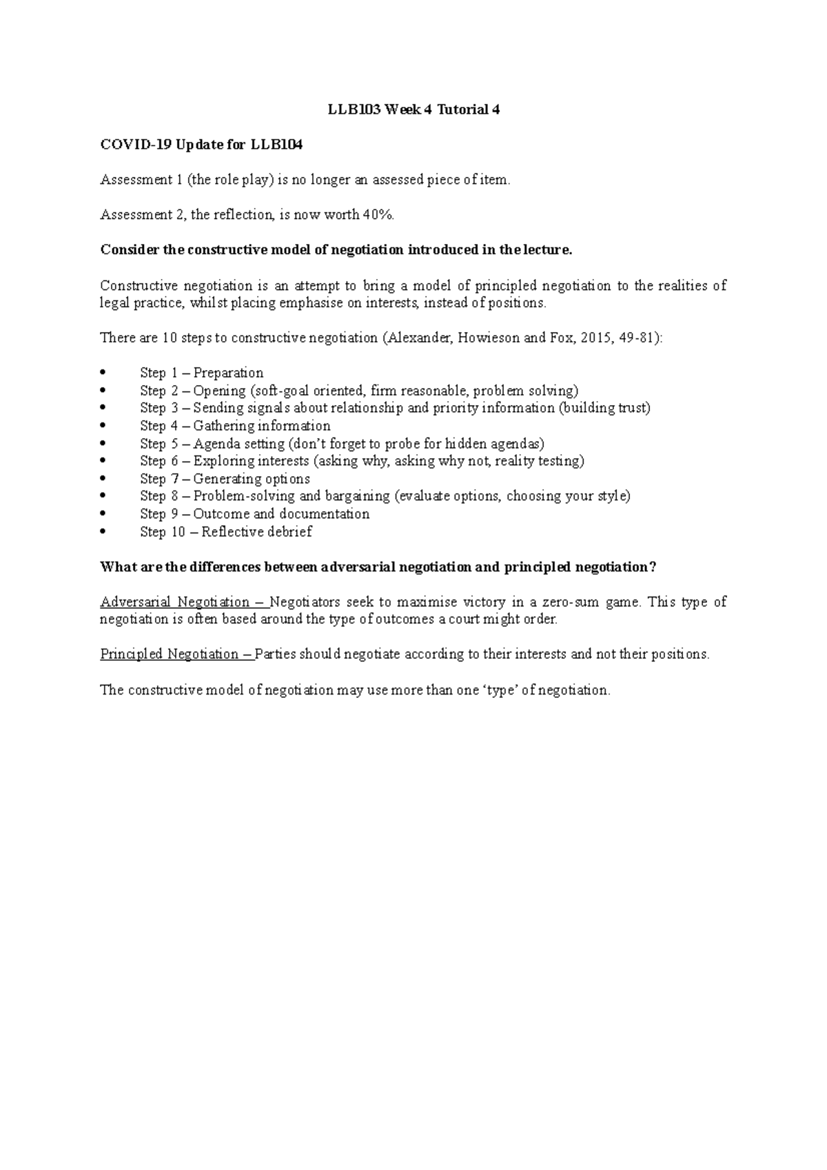 LLB103 Week 4 Tutorial 4 - LLB103 Week 4 Tutorial 4 COVID-19 Update for ...