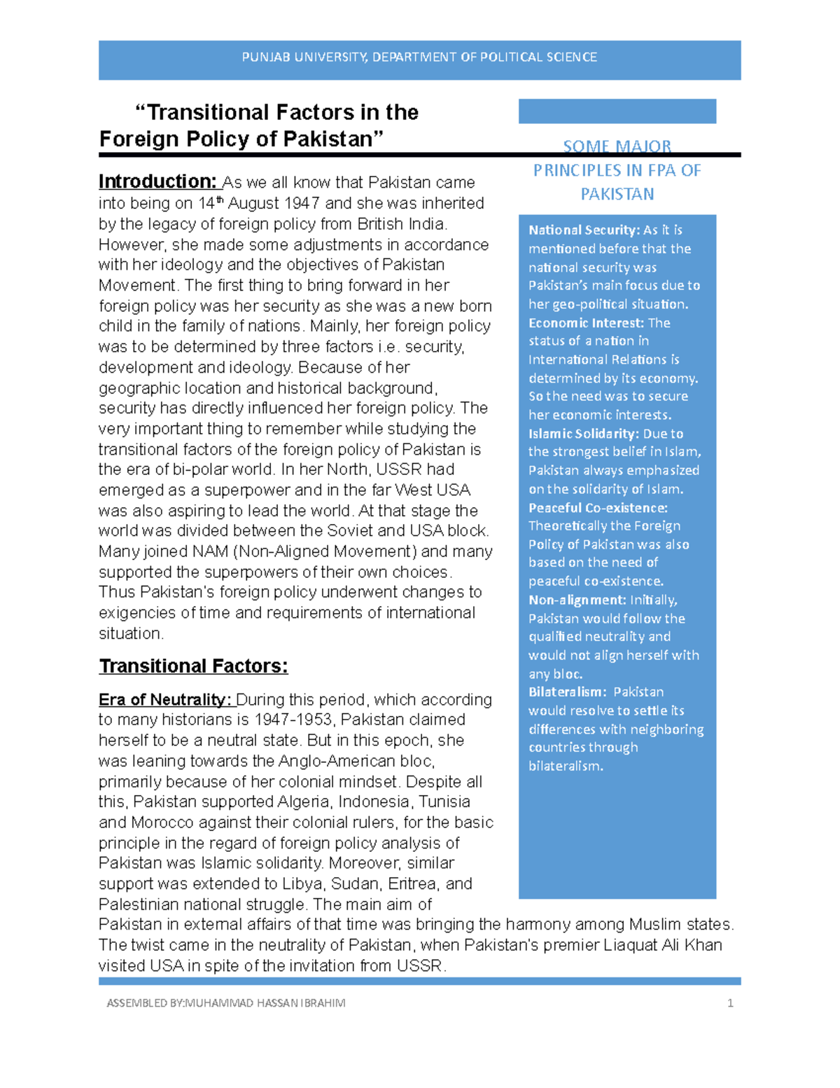 transitional-factors-in-the-foreign-policy-of-pakistan-punjab