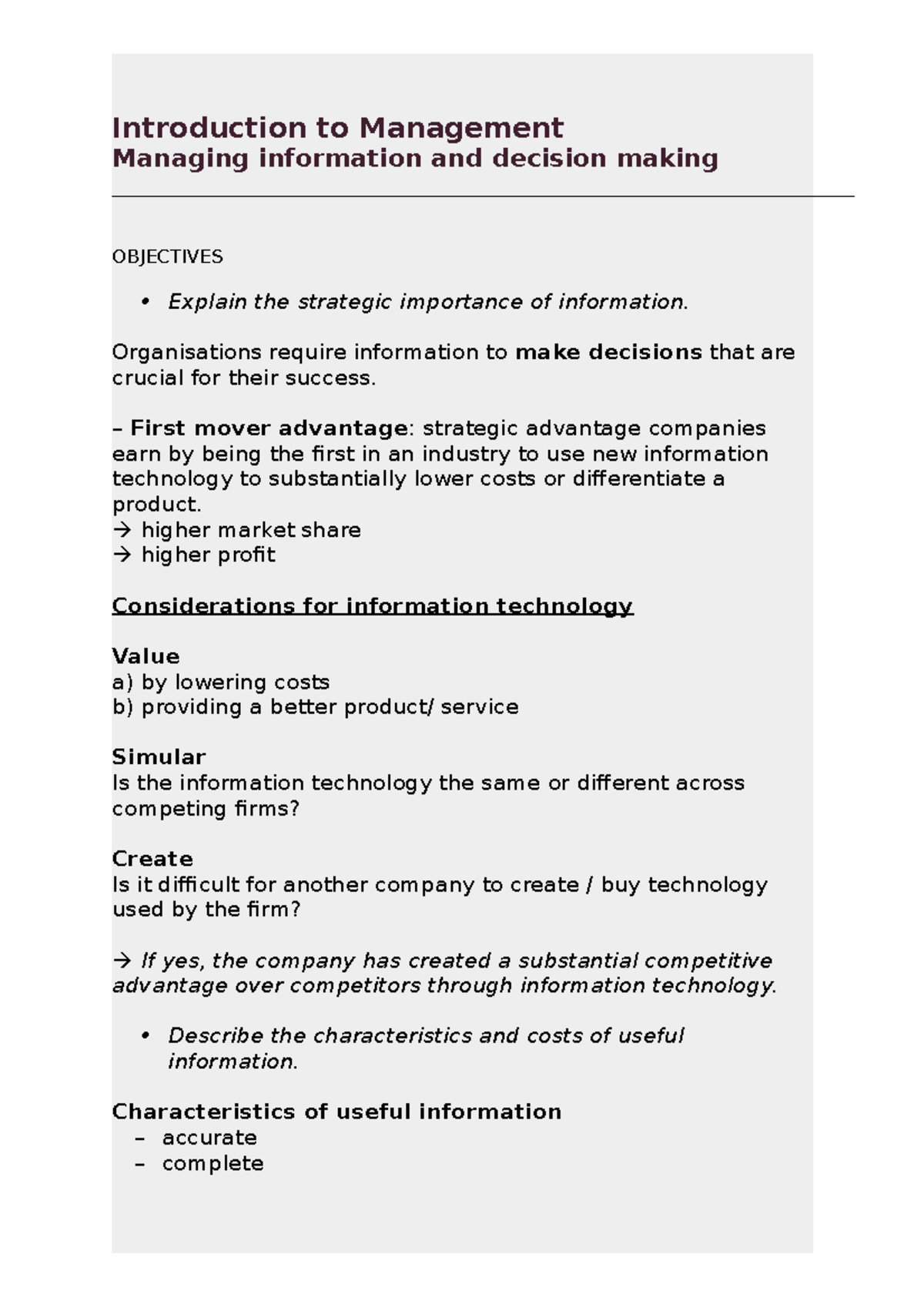 8 Managing information and decision making - Introduction to Management ...