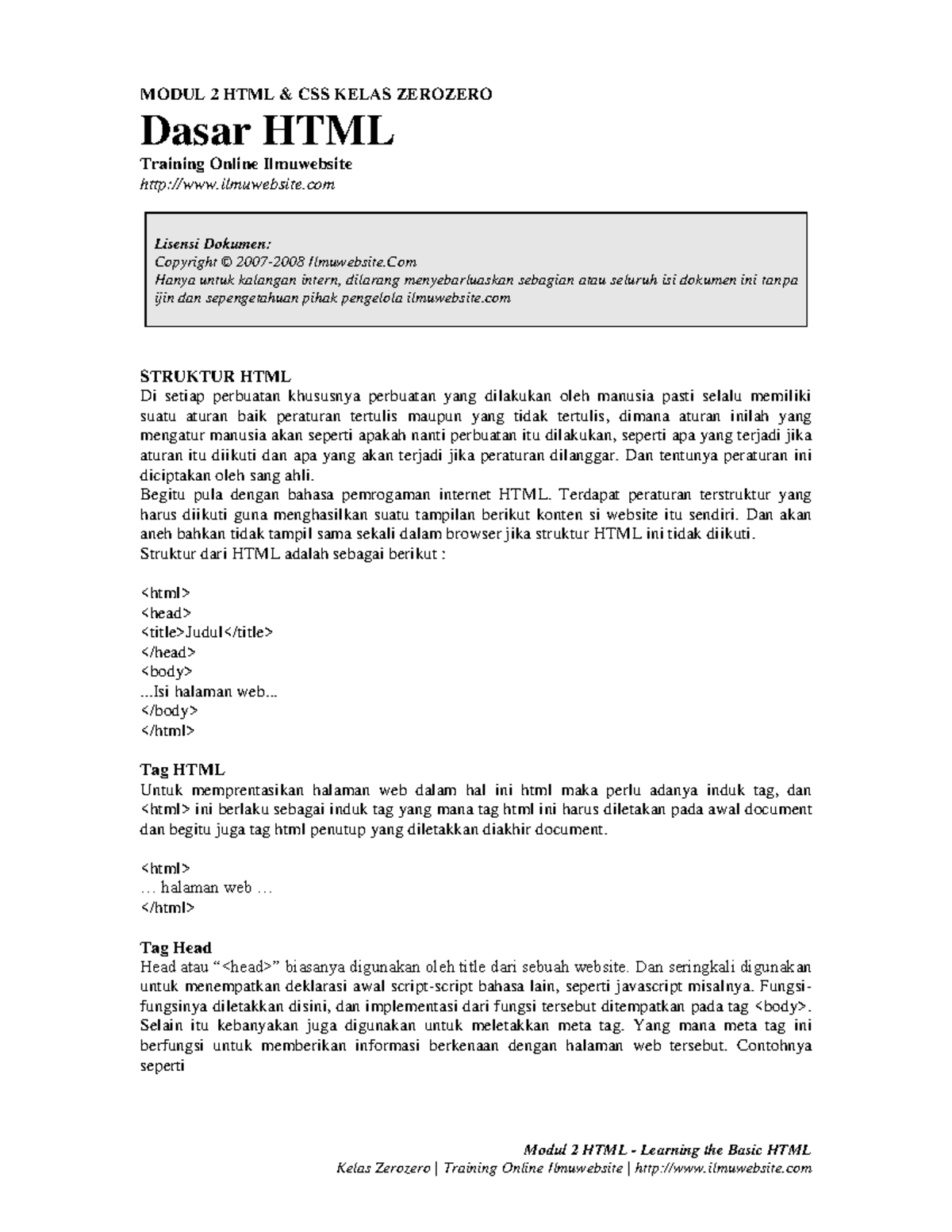 Modul 2 HTML Dasar HTML - Modul 2 HTML - Learning The Basic HTML MODUL ...