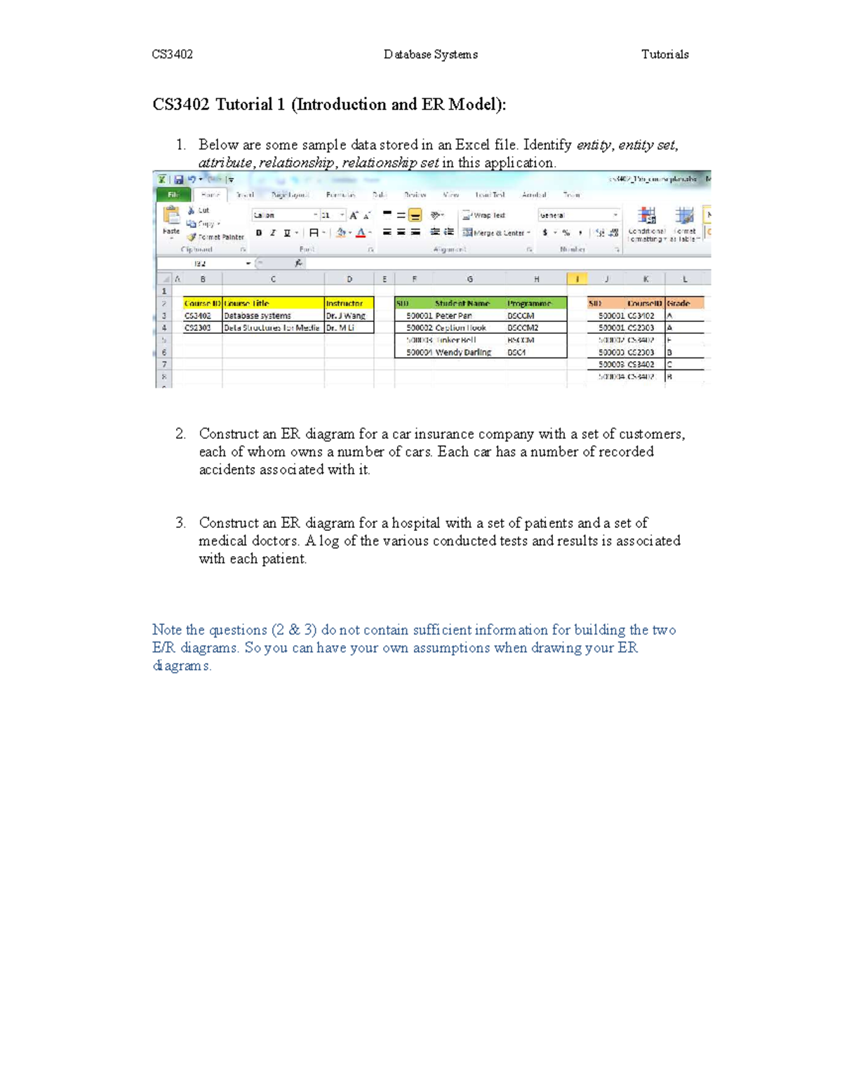 Tut01 sol - Solution of tutorial 01 - CS3402 Database Systems Tutorials ...