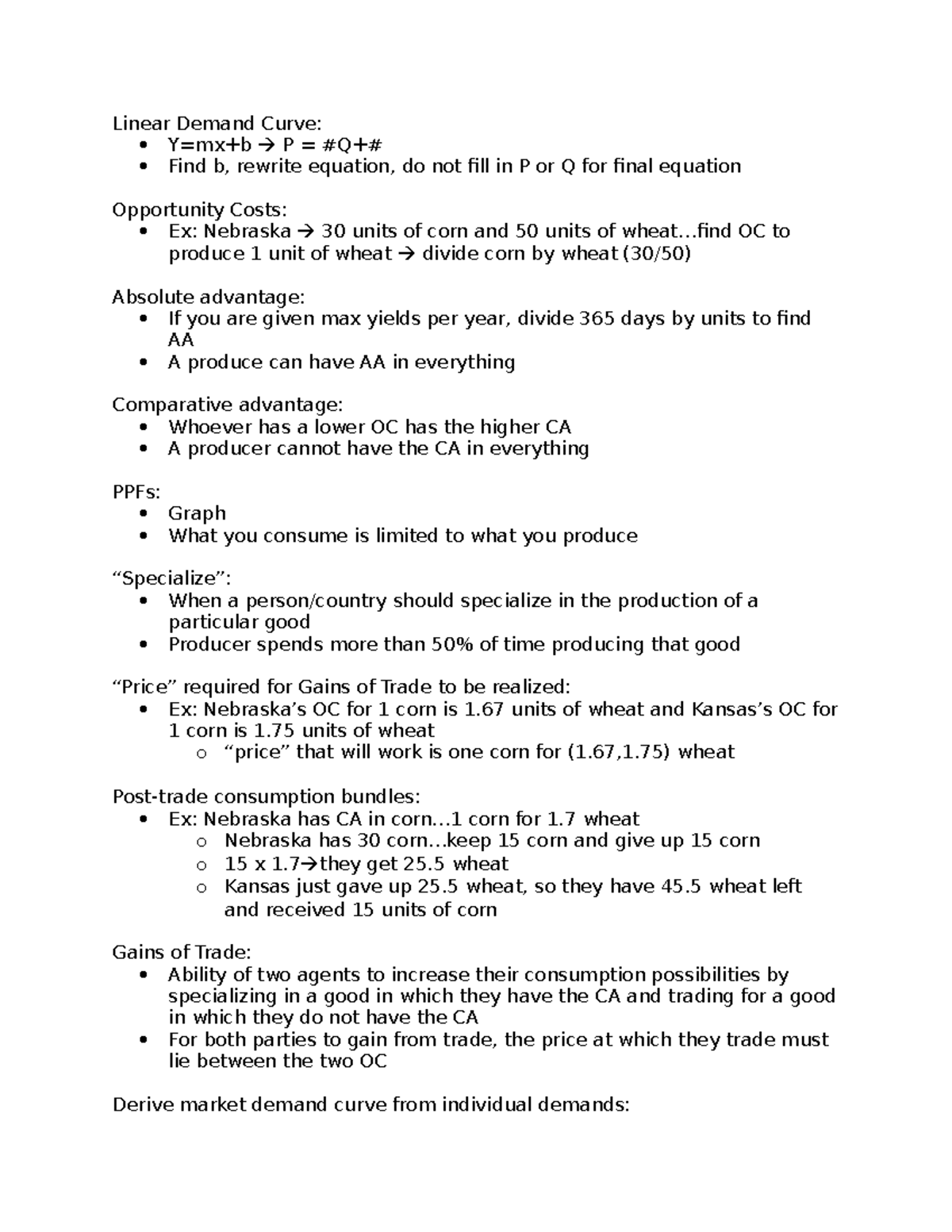 ECON 221 Final Exam Review - Linear Demand Curve: Y=mx+b P = #Q+# Find ...